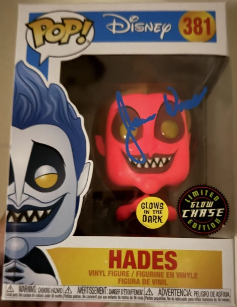 James Woods — James Woods SIGNED Funko Pop 381 Hades RED Glow In The Dark Chase LE w/ JSA COA