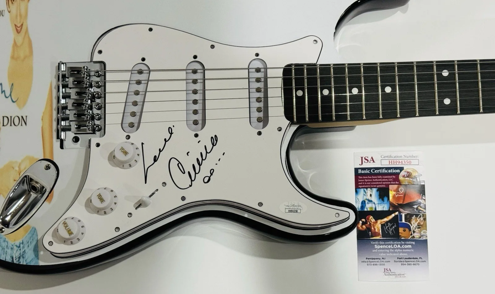 CELINE DION SIGNED CUSTOM FALLING INTO YOU ELECTRIC GUITAR JSA COA, image 2