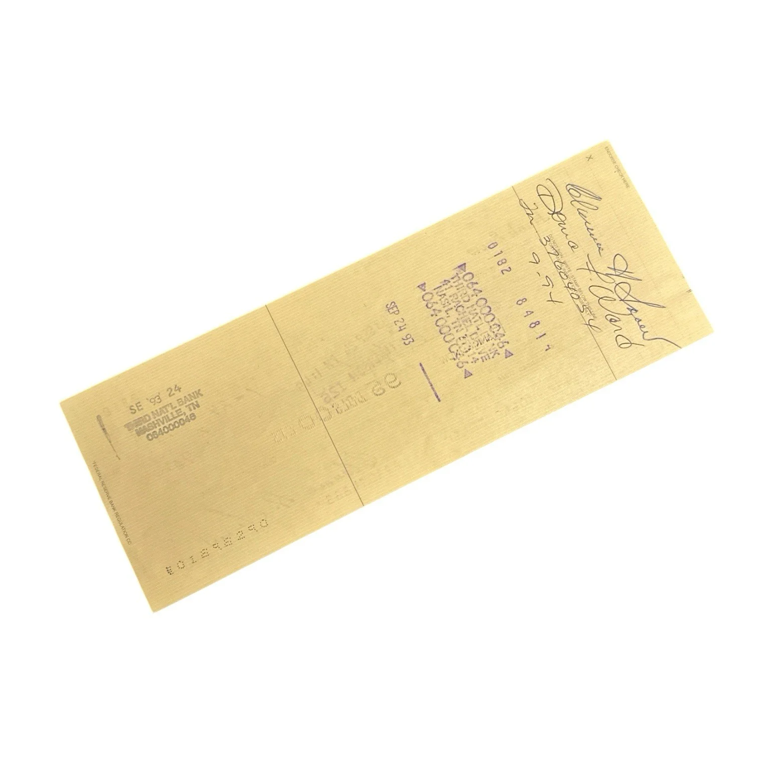 Hank Snow Autographed PERSONAL BANK CHECK to SELF! Signed 3x! HOF Singing Ranger, изображение 3