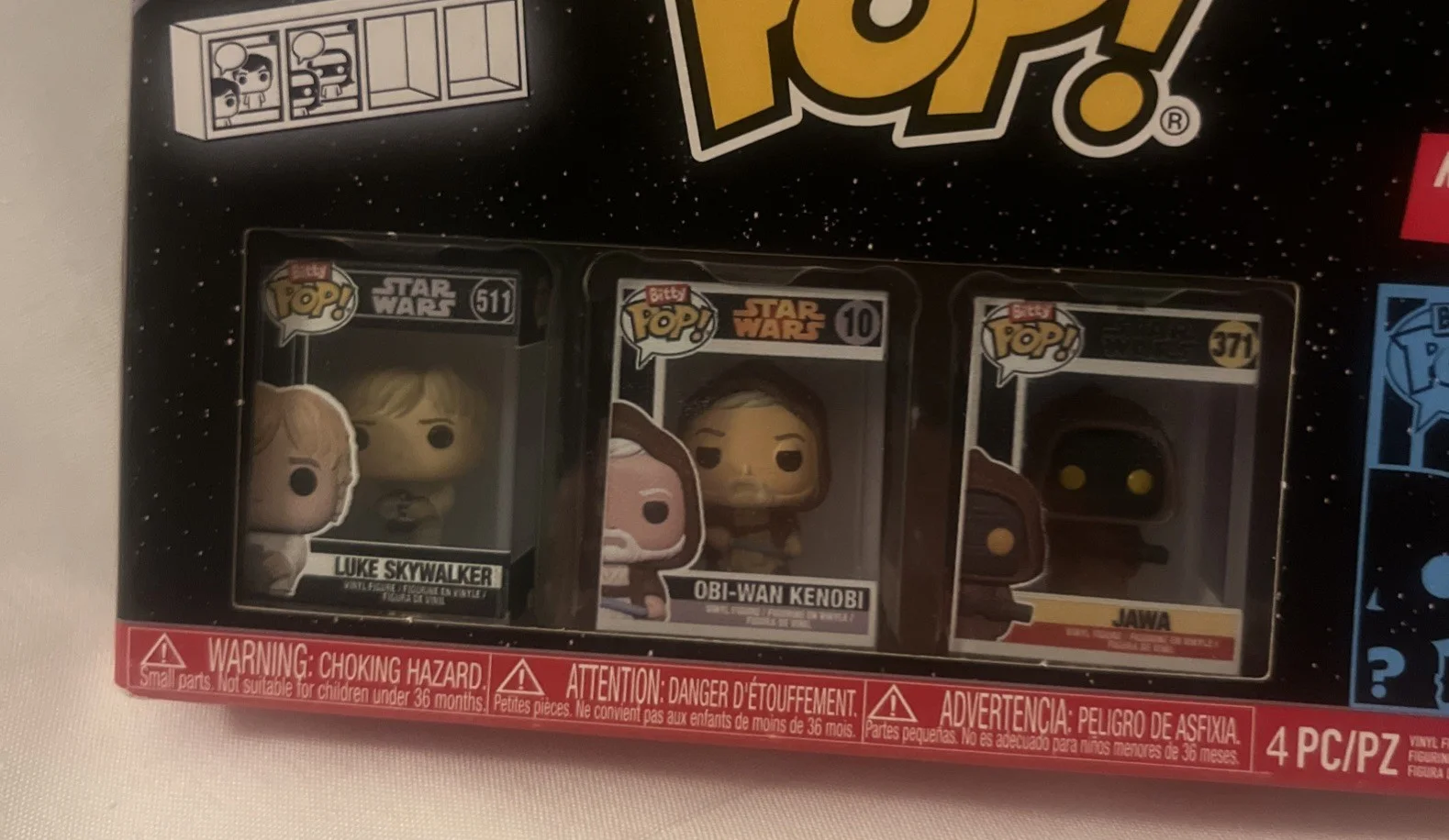 Funko Starwars Bitty Pops 4 Packs 3 Select Characters/Mystery One New, image 2