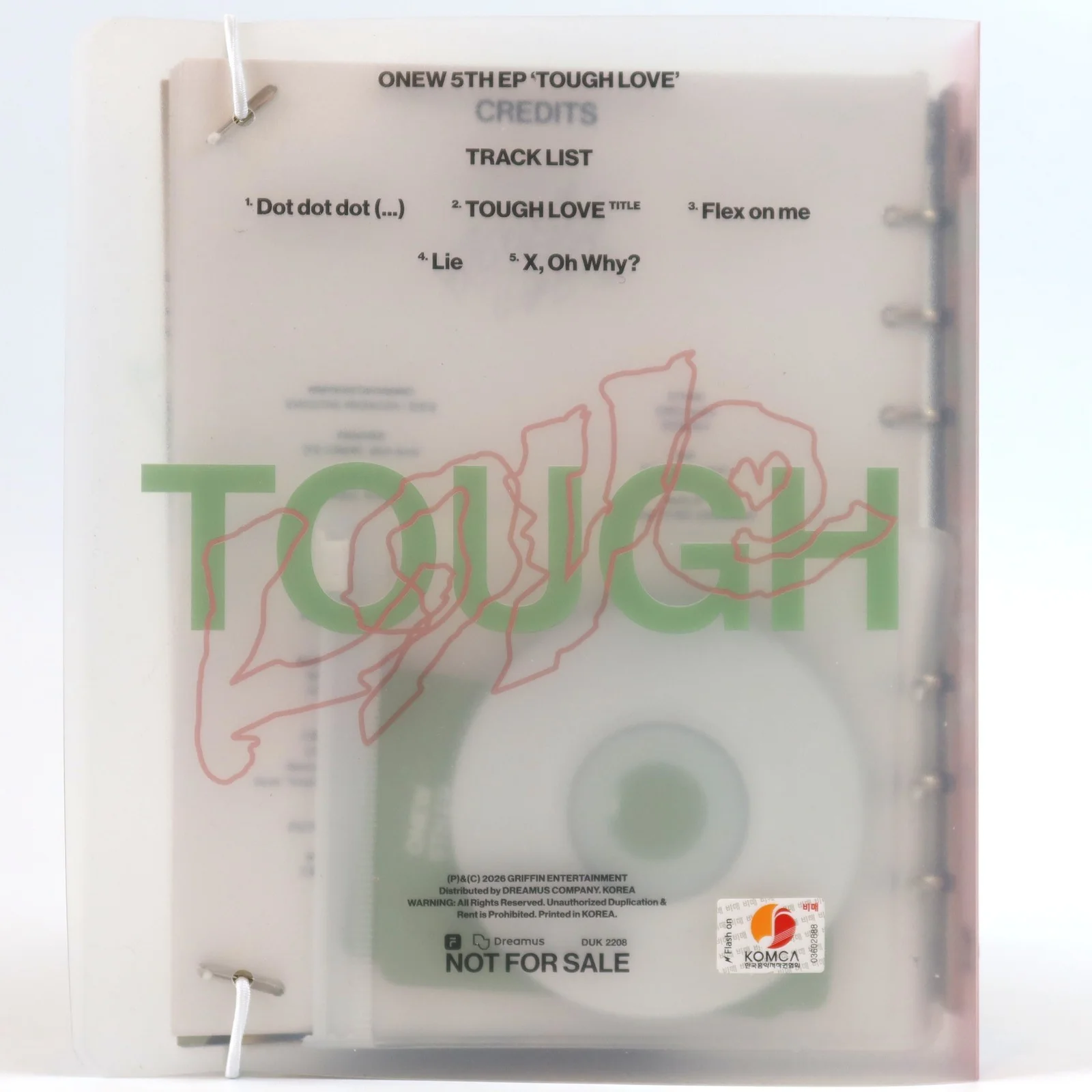 Onew - Tough Love 5th Mini Album Signed Autographed Promo CD 2026 Shinee 2, изображение 3