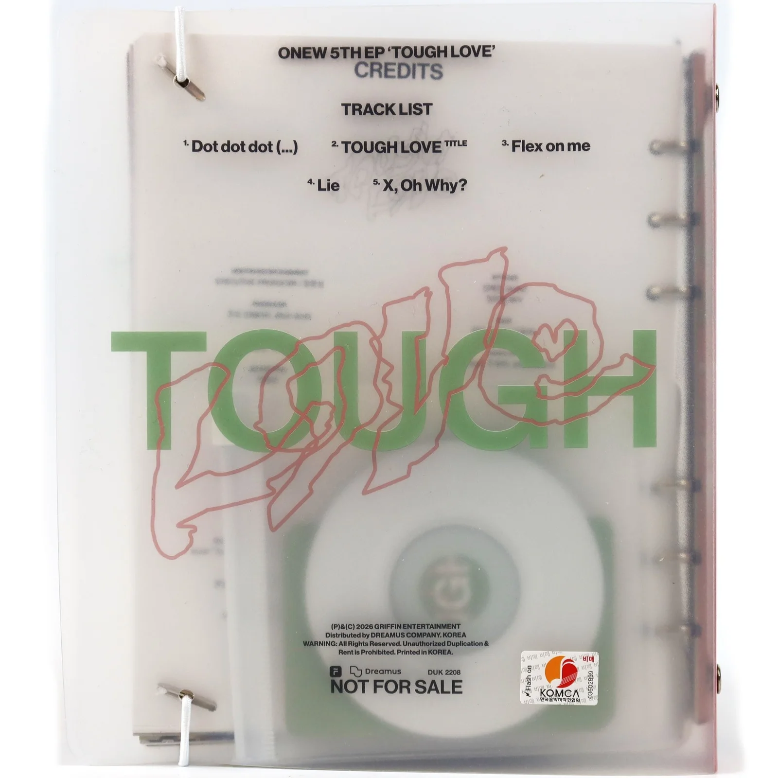Onew - Tough Love 5th Mini Album Signed Autographed Promo CD 2026 Shinee, image 2