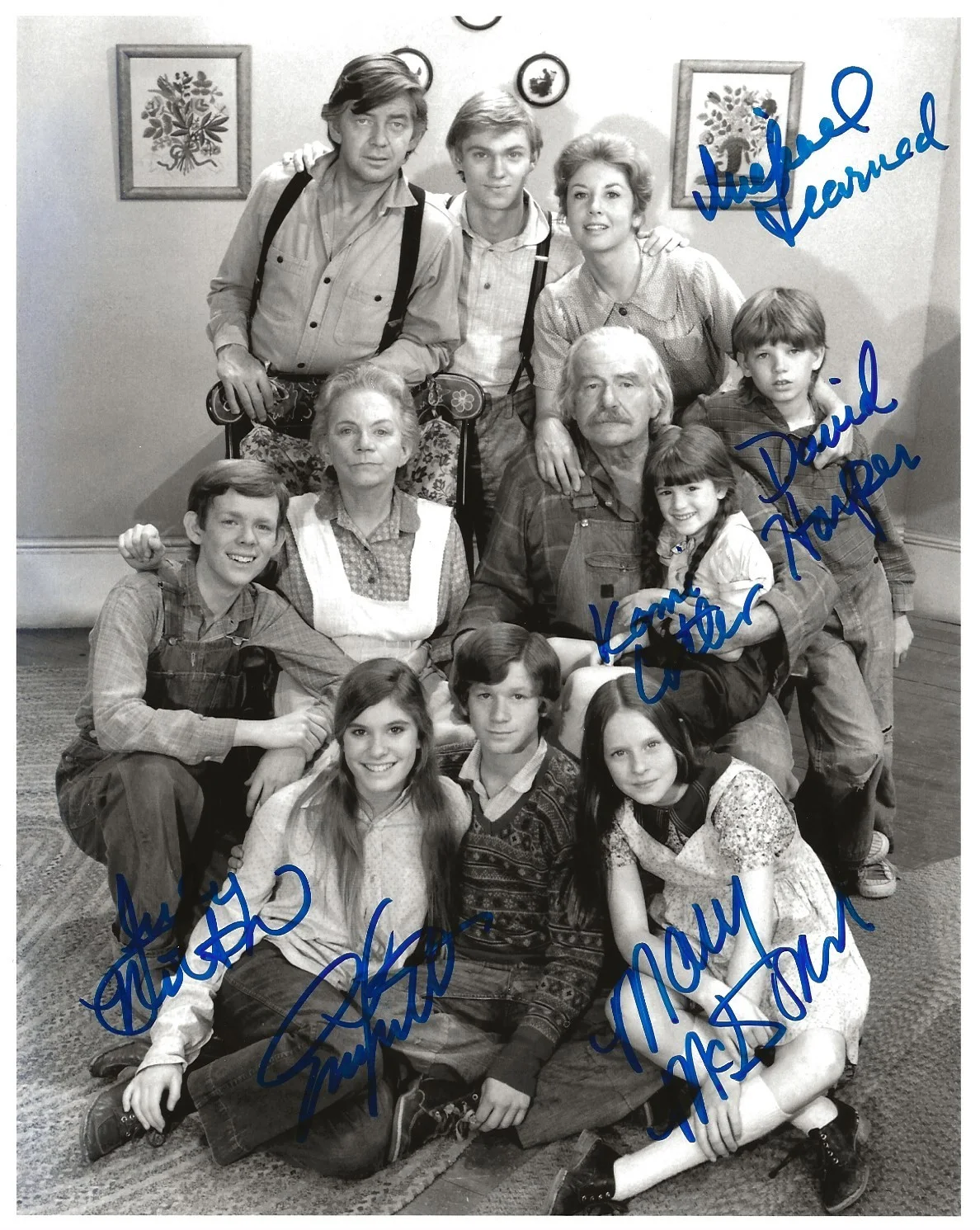 Michael Learned, David Harper, Kami Cotler, Judy Norton — The Waltons Cast Photo Signed Michael Learned, David Harper, Kami Cotler, +3 COA