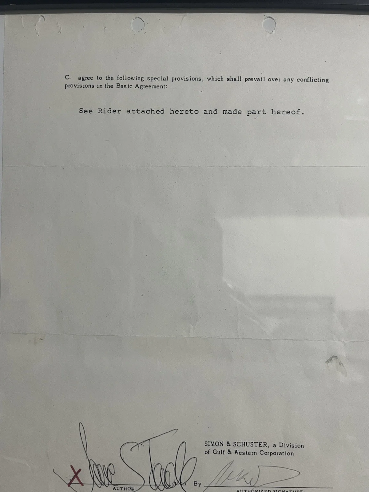 Jane Fonda Simon & Schuster Autographed Contract December 3, 1982, изображение 4