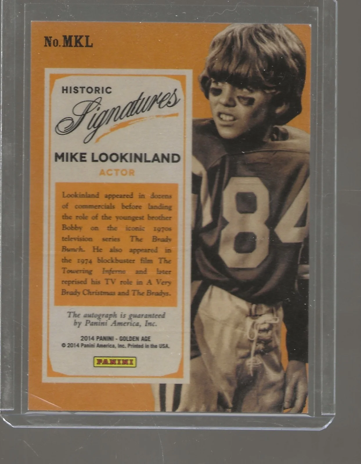 Mike Lookinland — Mike Lookinland ON CARD Card AUTOGRAPH Bobby Brady Bunch Golden AGE Signatures, изображение 2