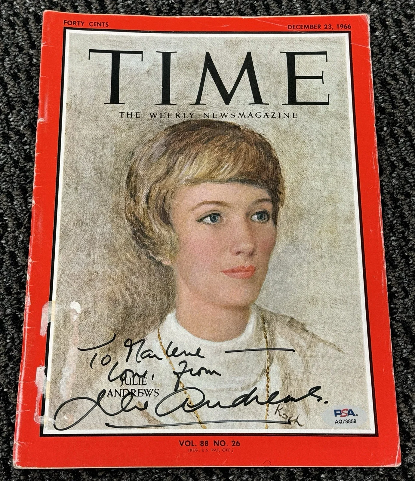 Julie Andrews — Julie Andrews Signed Autograph 1966 Time Magazine PSA/DNA Authentic