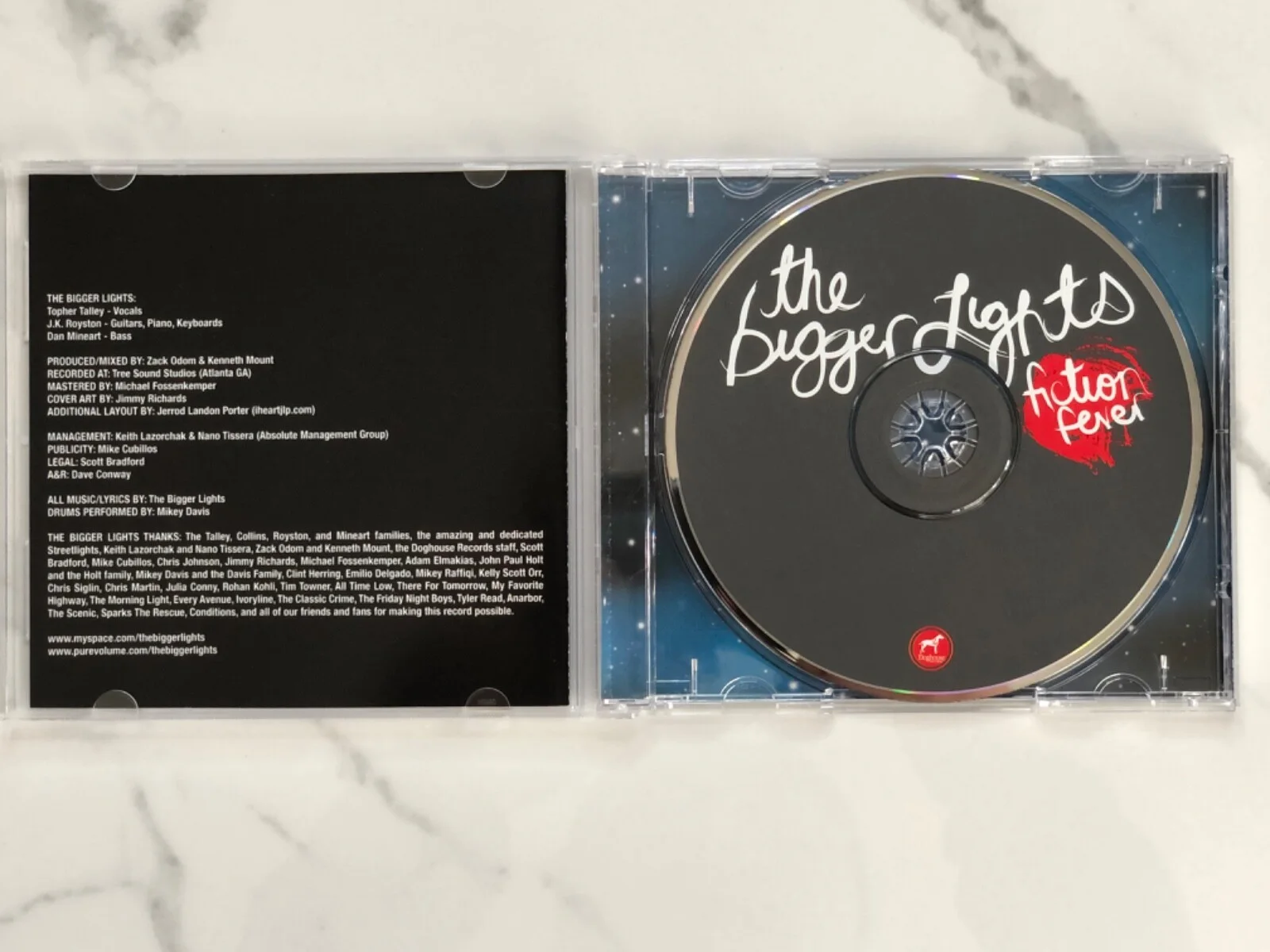 Signed / Autographed The Bigger Lights “Fiction Fever” Polaroid + Open CD, image 2