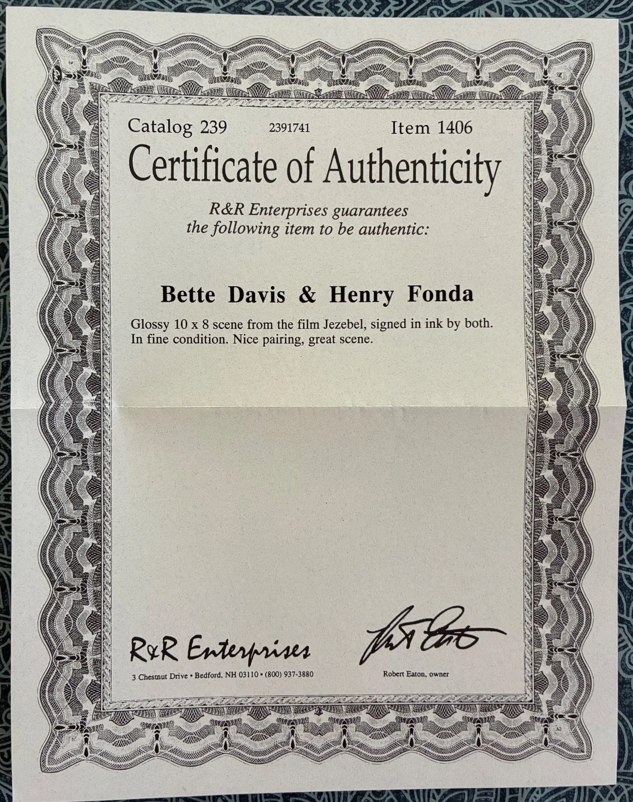 Bette Davis, Henry Fonda — BETTE DAVIS & HENRY FONDA Signed 8x10 JEZEBEL Photo - Dual Autographed COA R&R, изображение 3