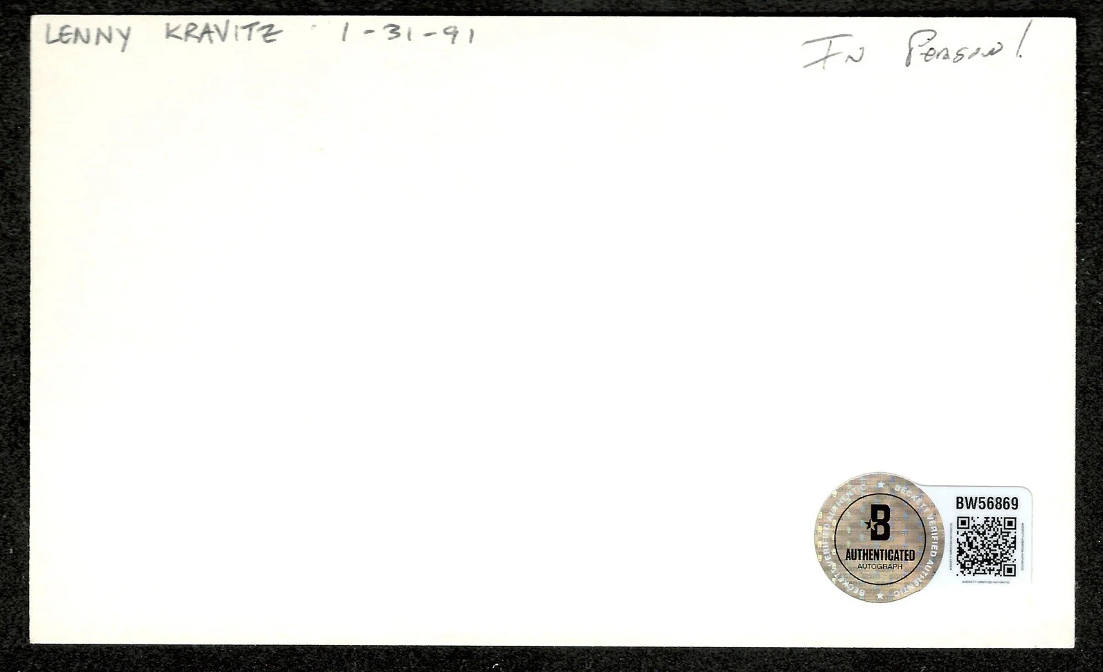 Lenny Kravitz Signed Autographed 3x5 Card BAS Beckett Cert Singer Musician, изображение 2