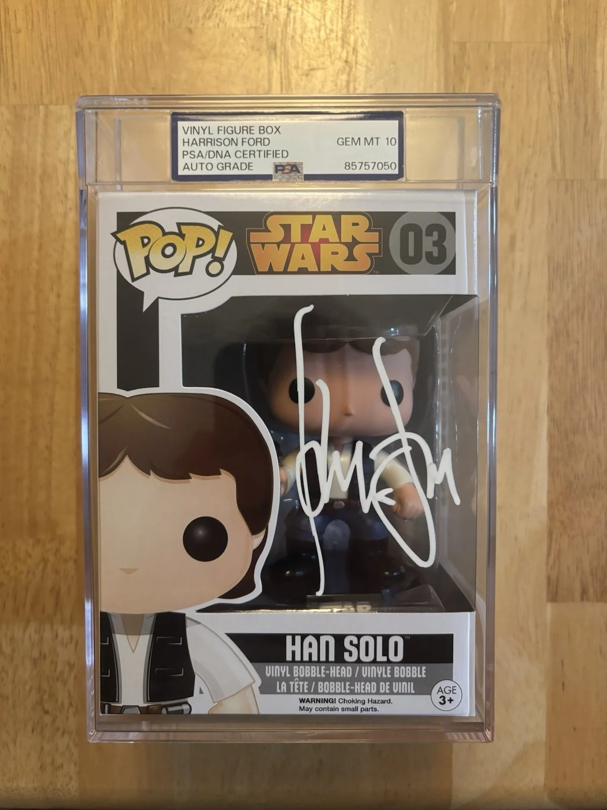 Harrison Ford — Harrison Ford Signed Han Solo Star Wars Funko Pop #03 PSA ENCAPSULATED AUTO 10