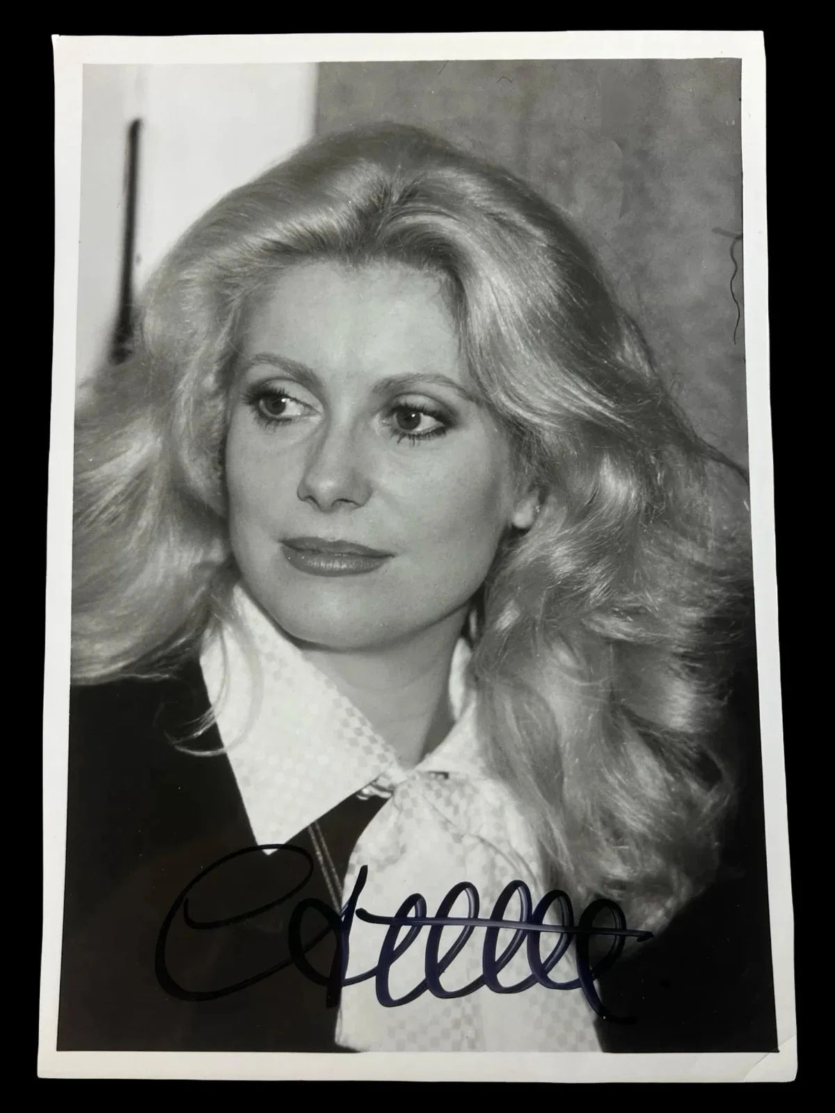 Catherine Deneuve — Vintage Catherine Deneuve Signed 8 X 10 Glossy B&W Photo
