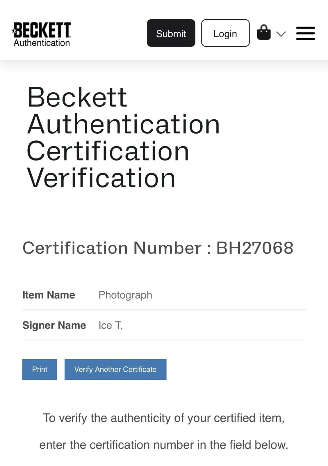 ICE-T SIGNED AUTOGRAPHED 8x10 PHOTO HIP HOP RAP RAPPER ICON OG RARE BECKETT BAS, изображение 2
