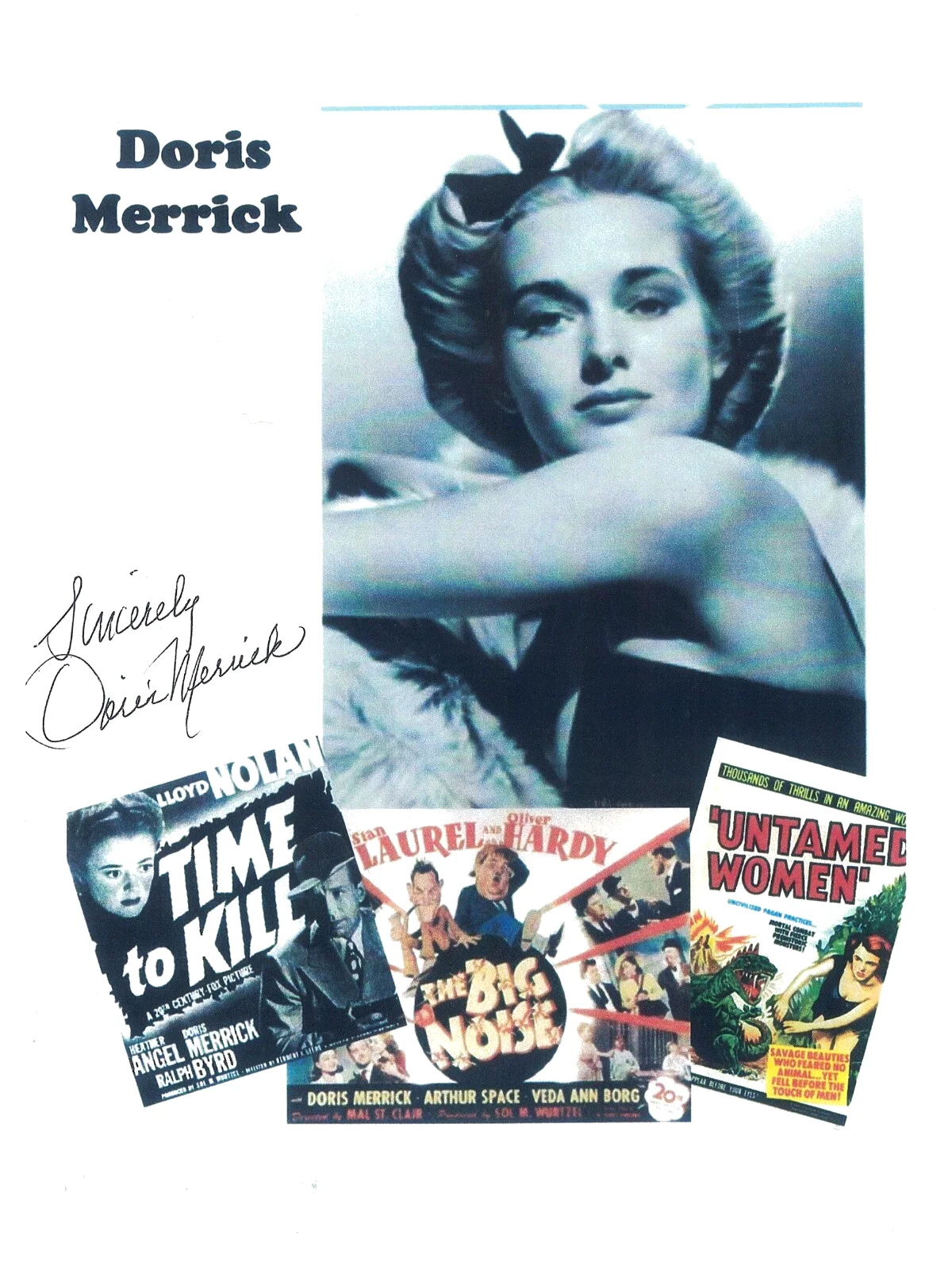 Doris Merrick — DORIS MERRICK Autographed 8X11 Laurel and Hardy FREE SHIPPING! The Big Noise