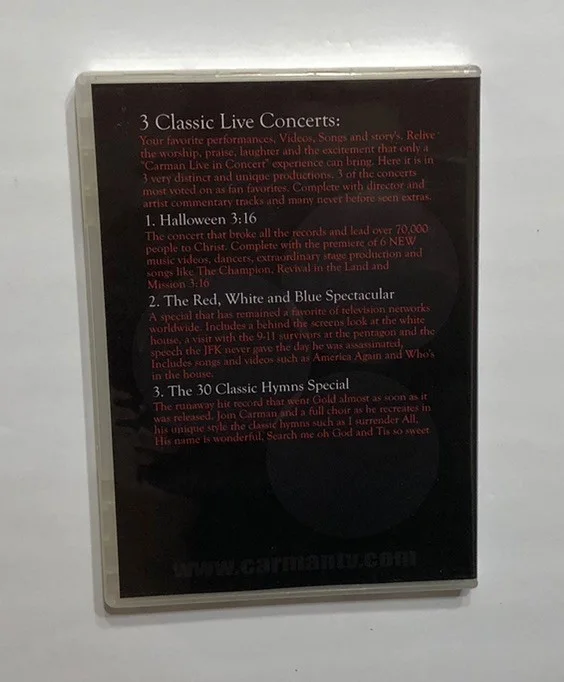 Carman — CARMAN LIVE IN CONCERT SIGNED 3-DISC DVD SET AUTOGRAPH 3 CLASSIC LIVE CONCERTS, image 2