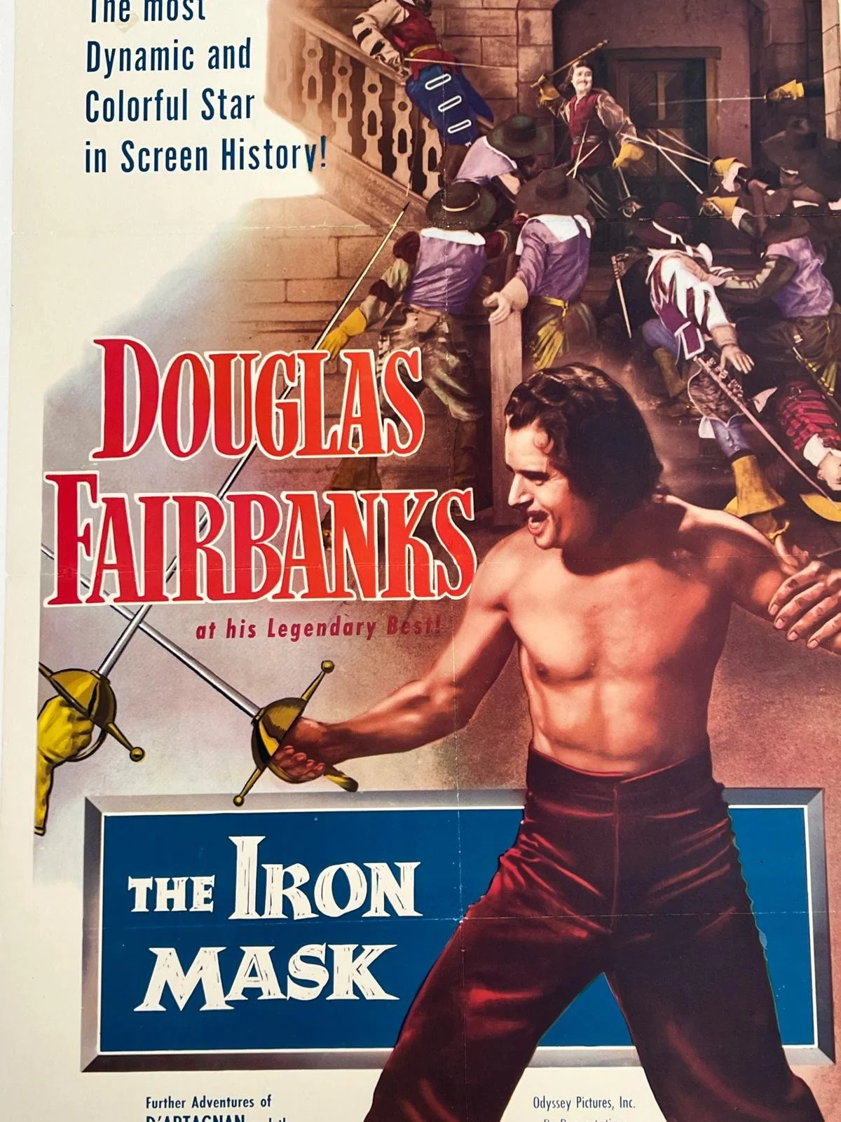 The Iron Mask Original US 1 Sheet 1953 RR LINEN BACKED Douglas Fairbanks, изображение 3