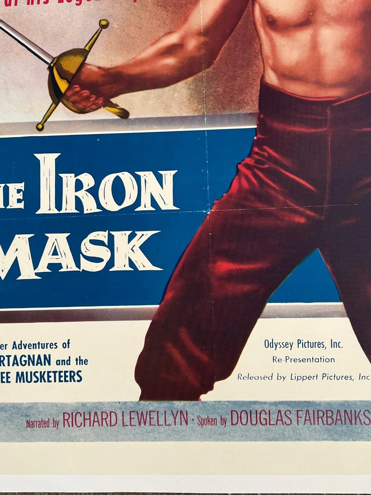 The Iron Mask Original US 1 Sheet 1953 RR LINEN BACKED Douglas Fairbanks, изображение 5