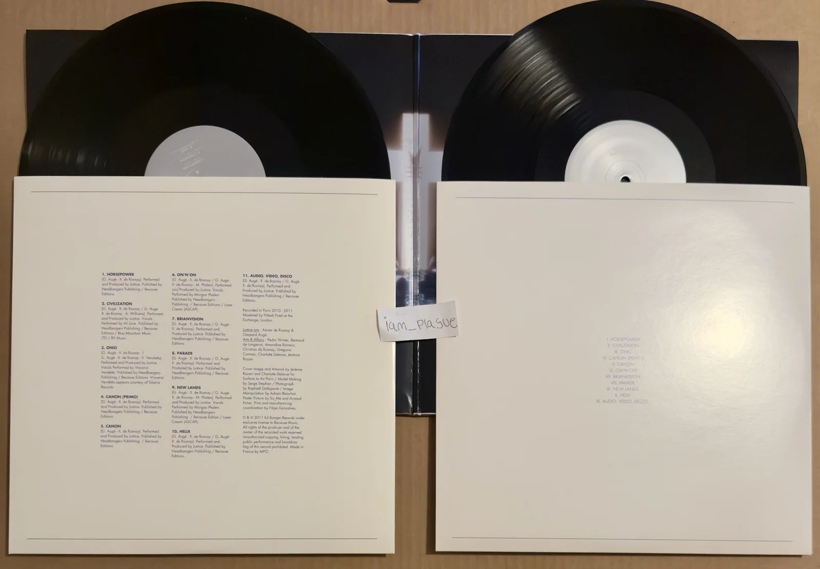 SIGNED Autographed Justice Audio Video Disco Vinyl LP Cross Gaspard Auge Xavier, изображение 3