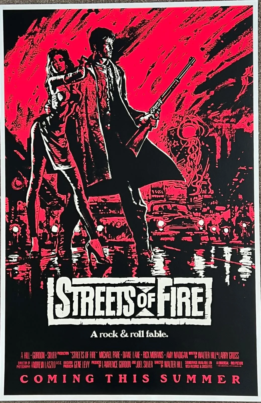 Streets of Fire Original US 1 Sheet Film Poster LINEN BACKED 27X41" 1984 DAYGLO, изображение 3