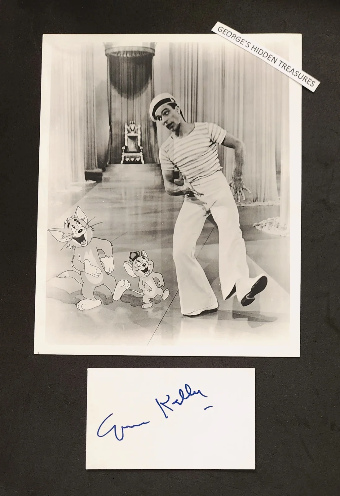 GENE KELLY — GENE KELLY signed autographed 3x5 card w/ 8x10 "ANCHORS AWEIGH"