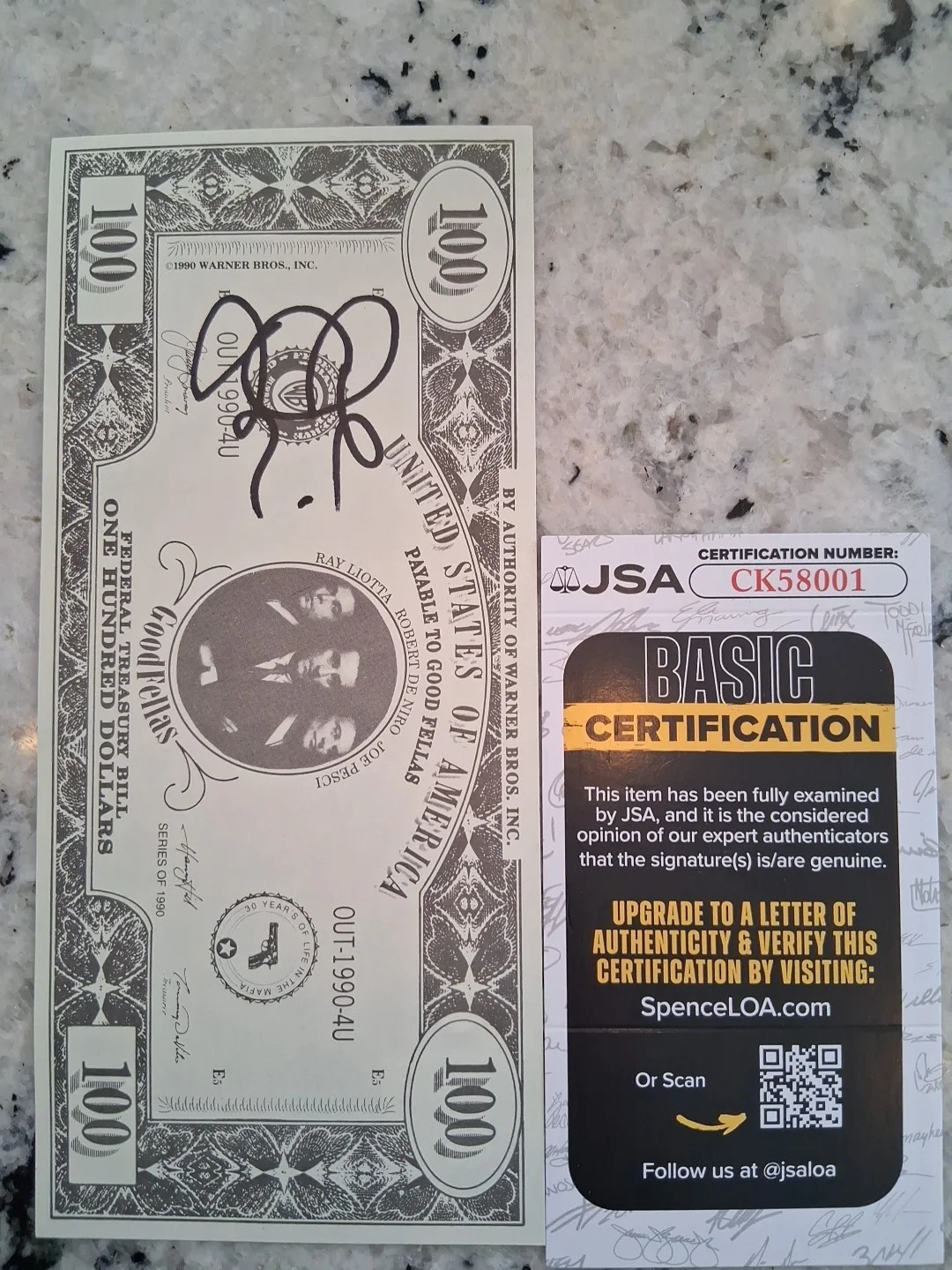 Joe Pesci — Joe Pesci 100 Dollar Bill Authenticated, image 2