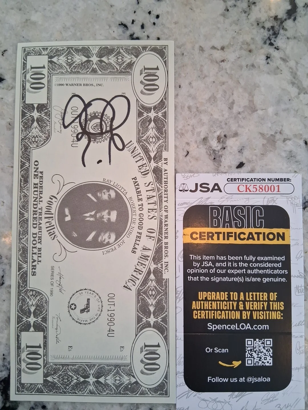 Joe Pesci — Joe Pesci 100 Dollar Bill Authenticated, image 3