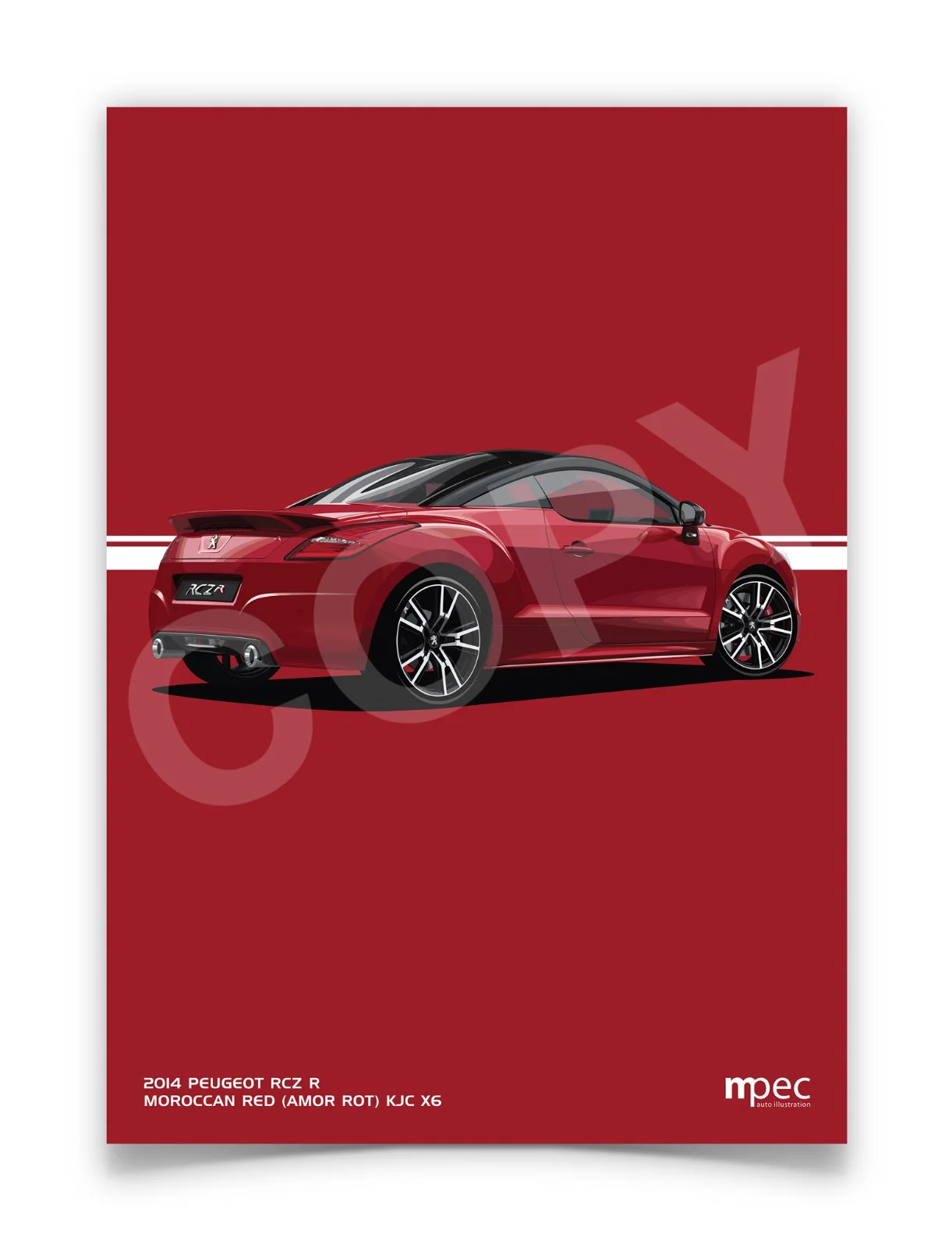 Poster Illustration Peugeot RCZ R Car - Various Sizes, image 2