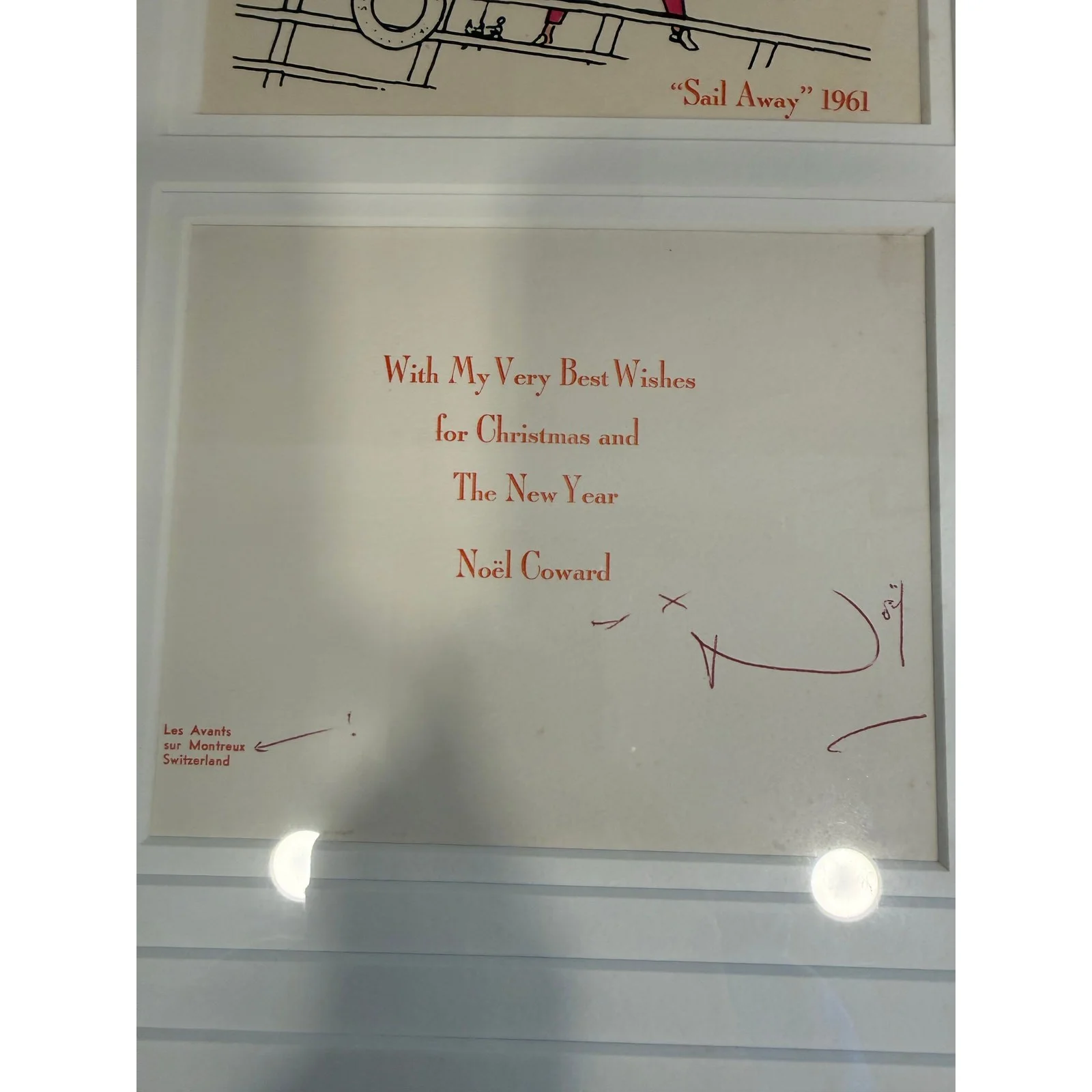 Signed Noel Coward 1961 Musical Sail Away Illustration Playright Actor Framed JL, изображение 4