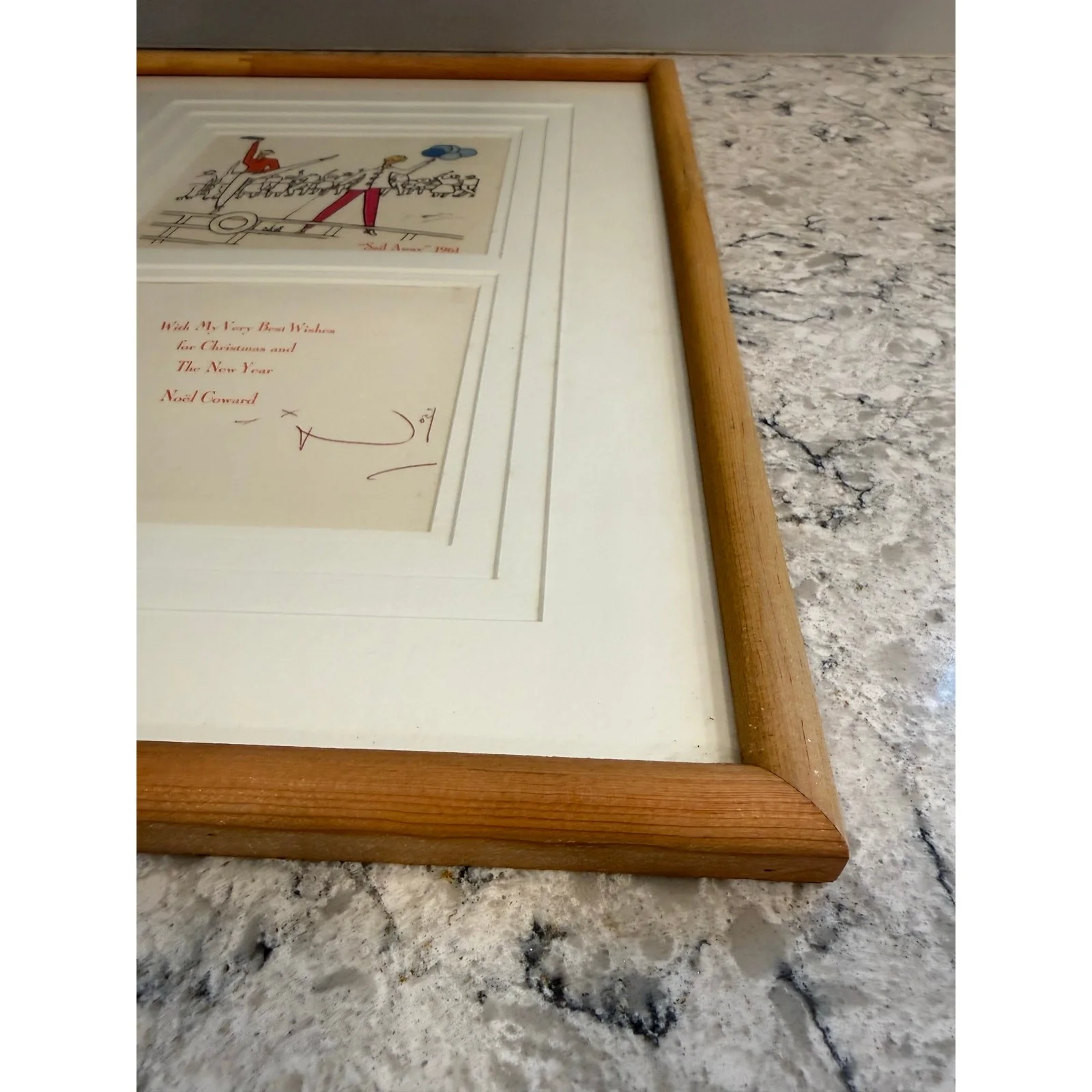 Signed Noel Coward 1961 Musical Sail Away Illustration Playright Actor Framed JL, изображение 5