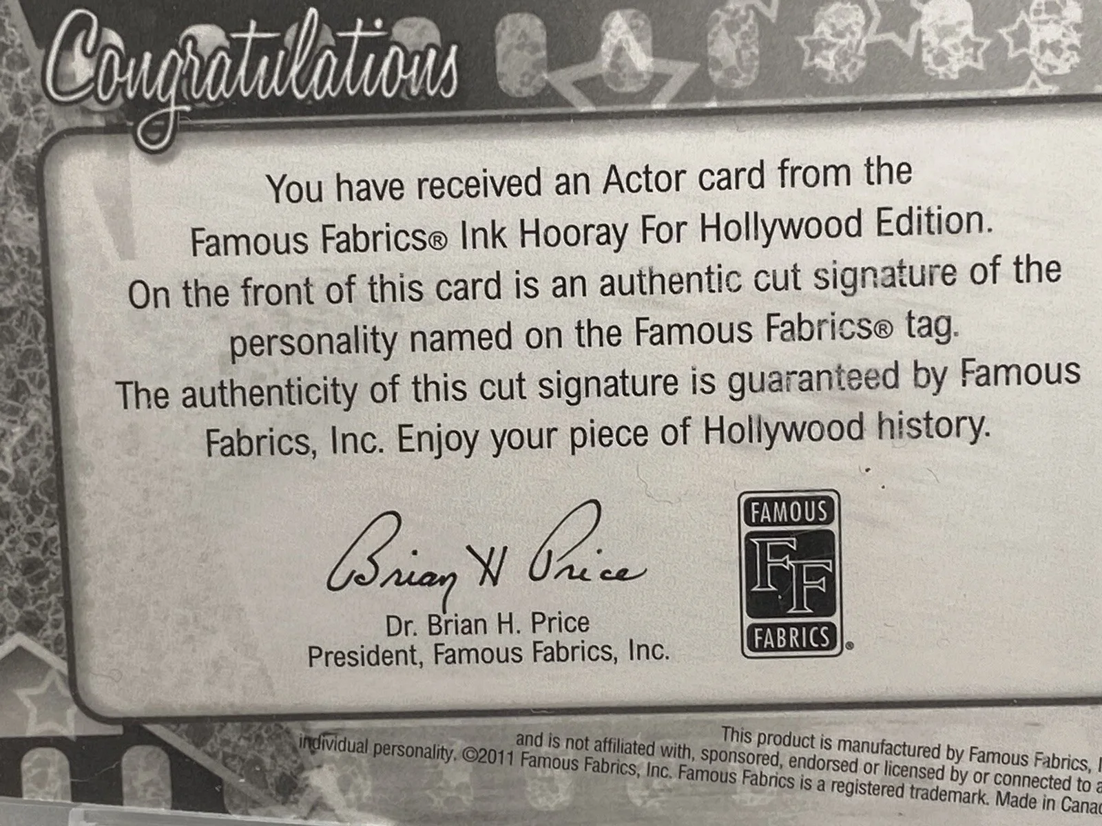 George Coulouris — George Coulouris Auto AUTOGRAPH FAMOUS FABRICS INK HOORAY FOR HOLLYWOOD 1/1, изображение 4