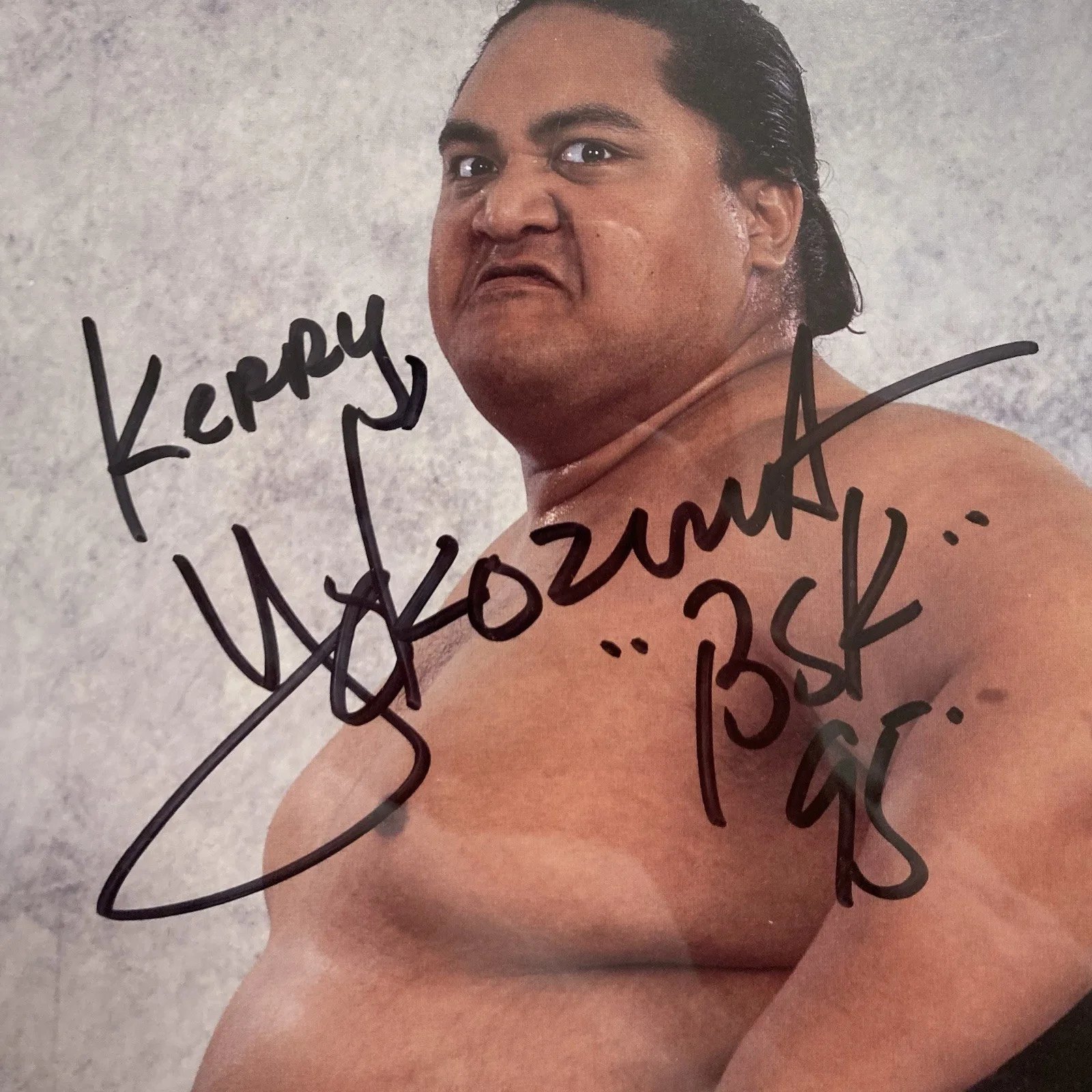 YOKOZUNA AUTOGRAPH SIGNED 8x10 PROMO PHOTO WWF WRESTLING 1995 PSA SLABBED, image 2
