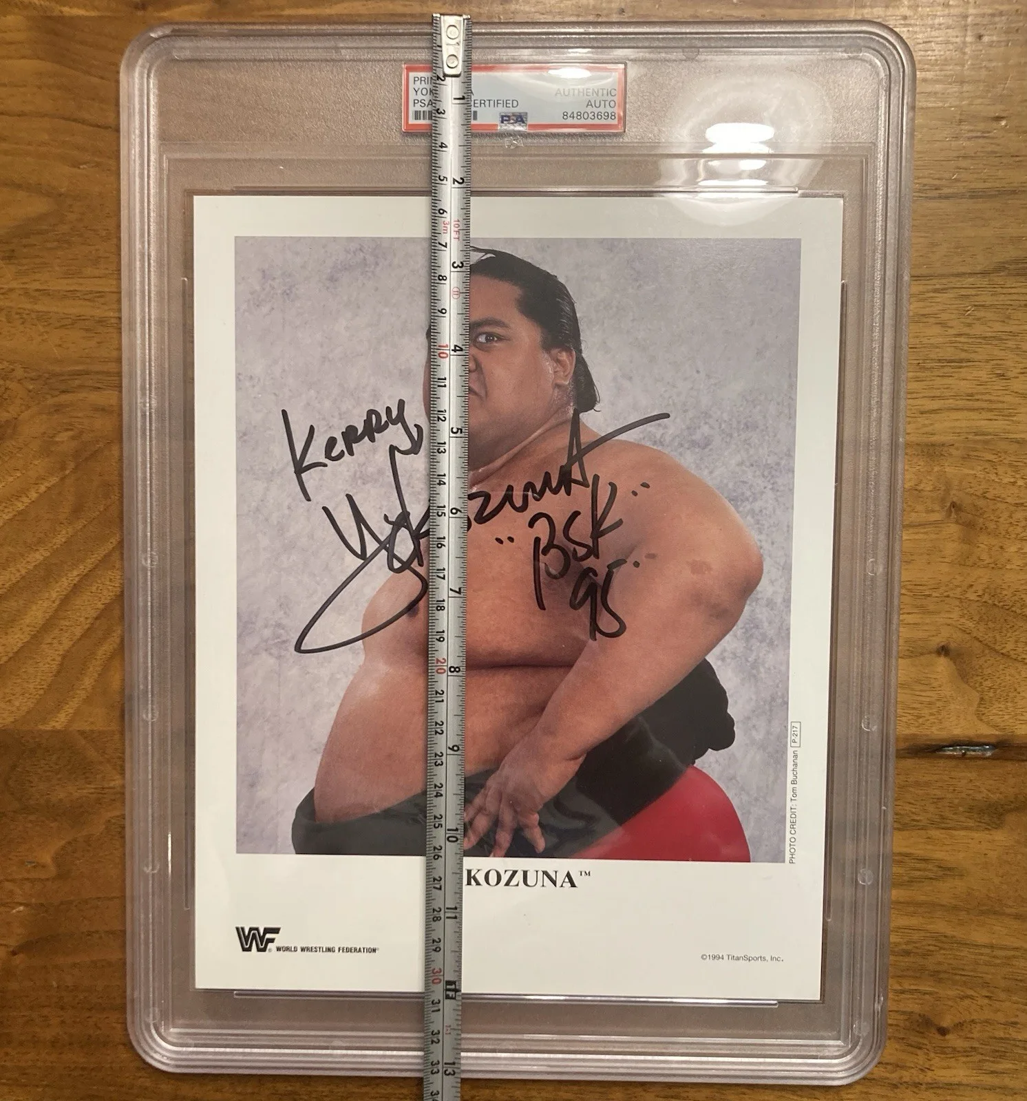 YOKOZUNA AUTOGRAPH SIGNED 8x10 PROMO PHOTO WWF WRESTLING 1995 PSA SLABBED, image 4