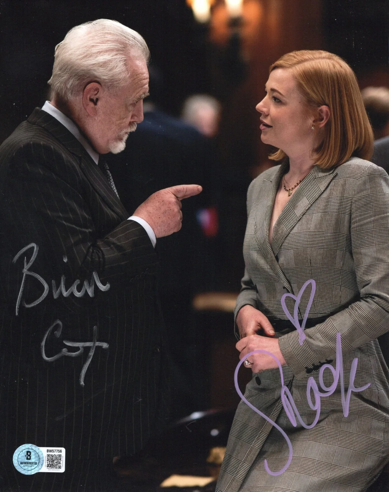 Kieran Culkin — Brian Cox Sarah Snook Autographed Signed SUCCESSION 8x10 Photo Beckett BAS