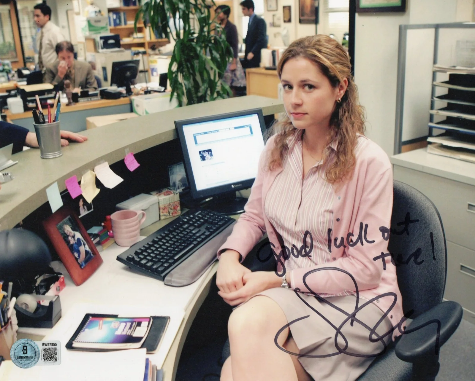 Steve Carell — Jenna Fischer PAM BEESLY Autographed Signed THE OFFICE 8x10 Photo BAS COA