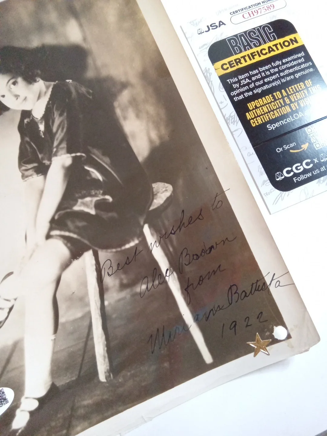 Miriam Battista Signed 8x10 Photo JSA- Silent Film Star, изображение 3