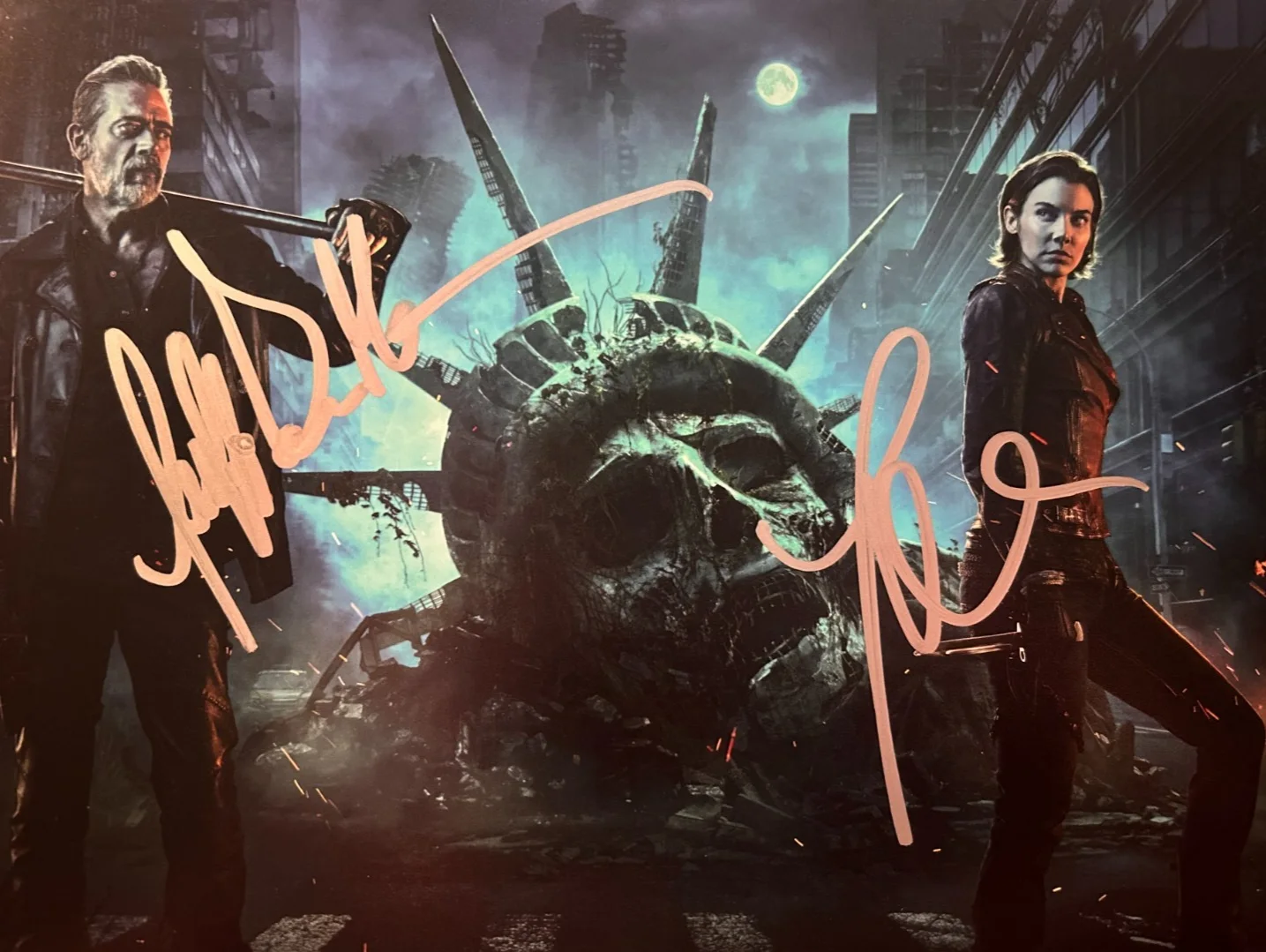 Jeffrey Dean Morgan, Lauren Cohan — DEAD CITY Cast x2 Signed: Jeffrey Dean Morgan Authentic Original Autograph w/COA
