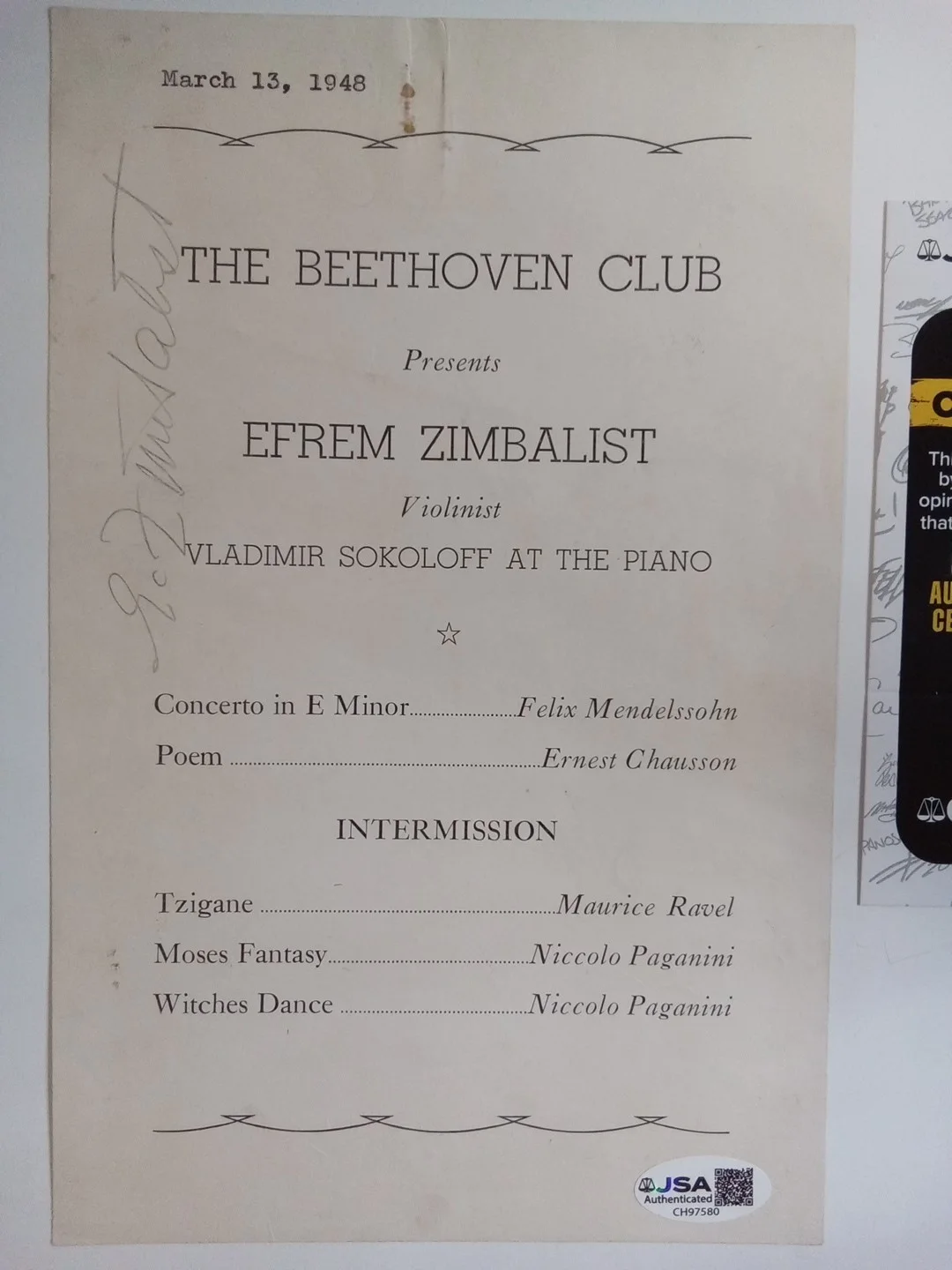 Efrem Zimbalist Jr. Signed Program Cover - The FBI 77 Sunset Strip Auto, image 2