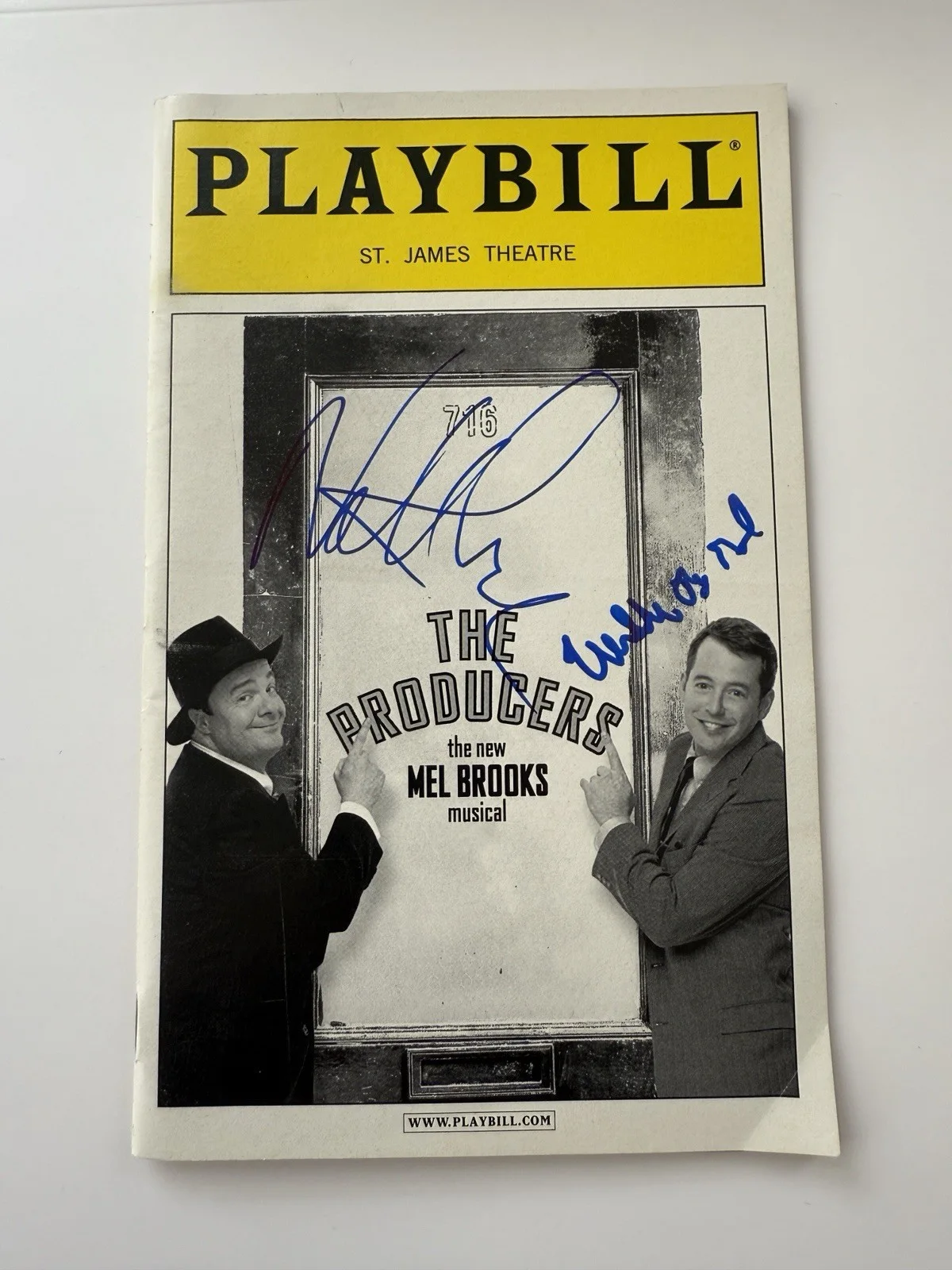 Matthew Broderick and Nathan Lane — The Producers Signed Broadway Playbill Matthew Broderick Nathan Lane Aug 2001
