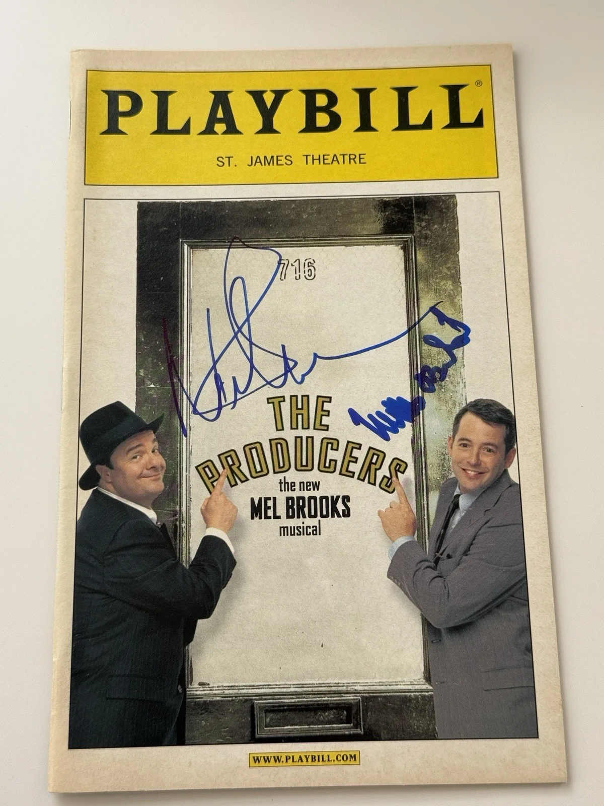 Matthew Broderick and Nathan Lane — The Producers Signed Broadway Playbill Matthew Broderick Nathan Lane Jan 2004