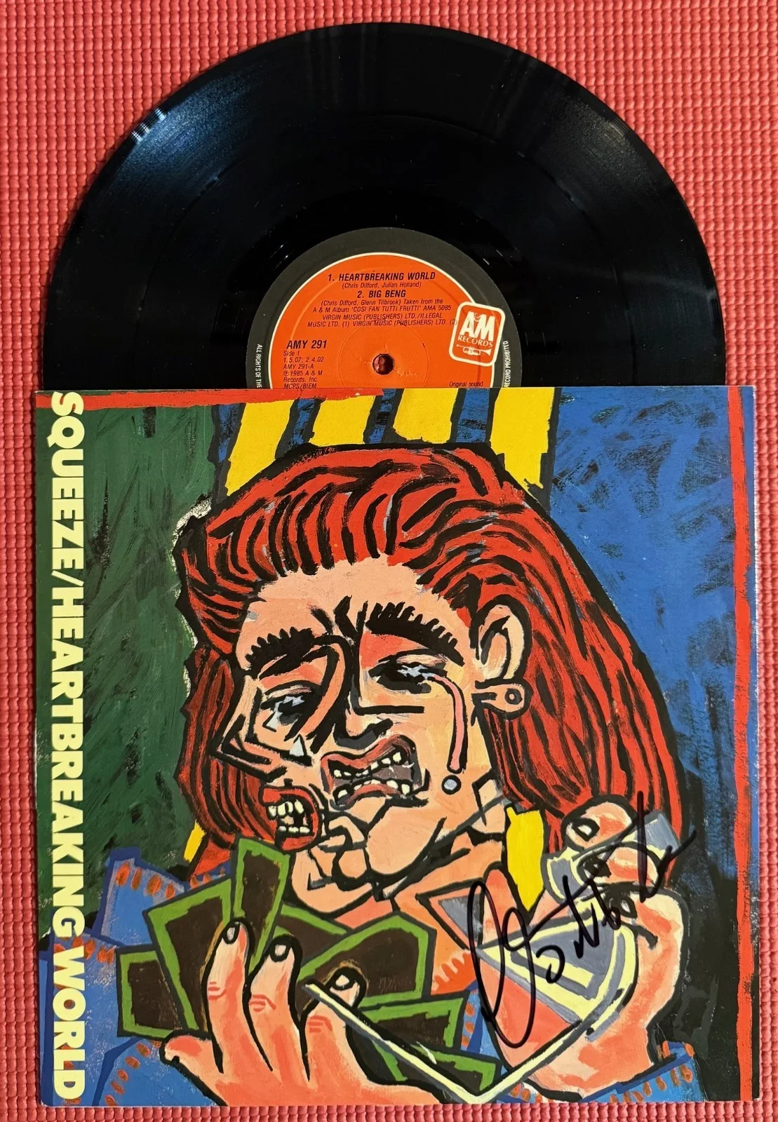BECKETT signed GLENN TILBROOK autographed "SQUEEZE/HEARTBREAKING WORLD" 10" EP, image 2