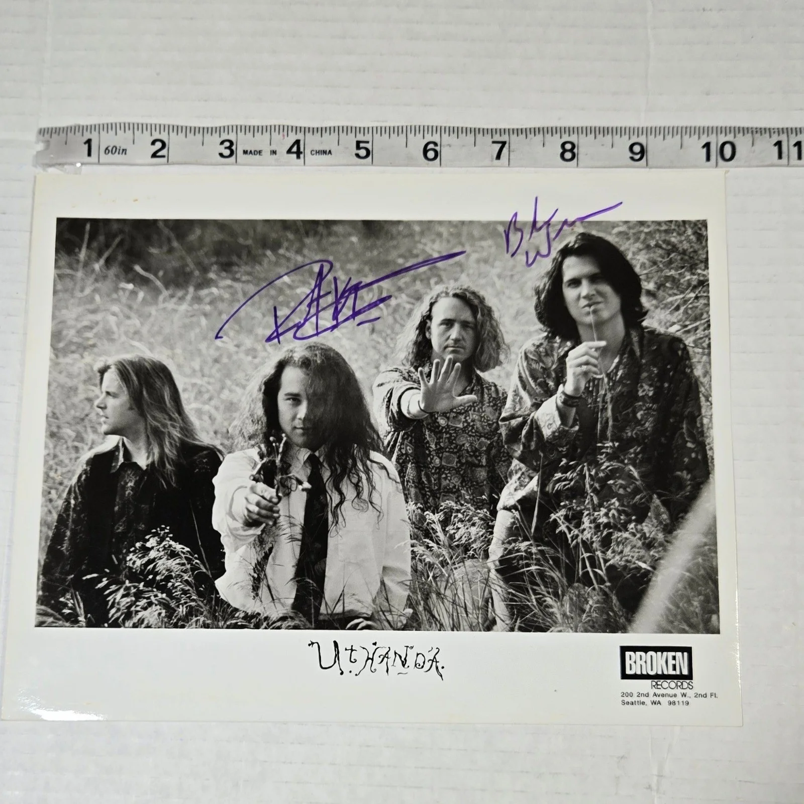 VINTAGE Uthanda Promo Photo 8x10 SIGNED Broken Records 1990s Christian Alt Rock, image 2