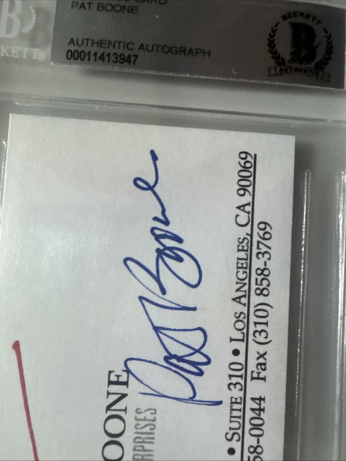 Pat Boone Autographed Signed Businesscard BAS Slabbed Beckett, image 2
