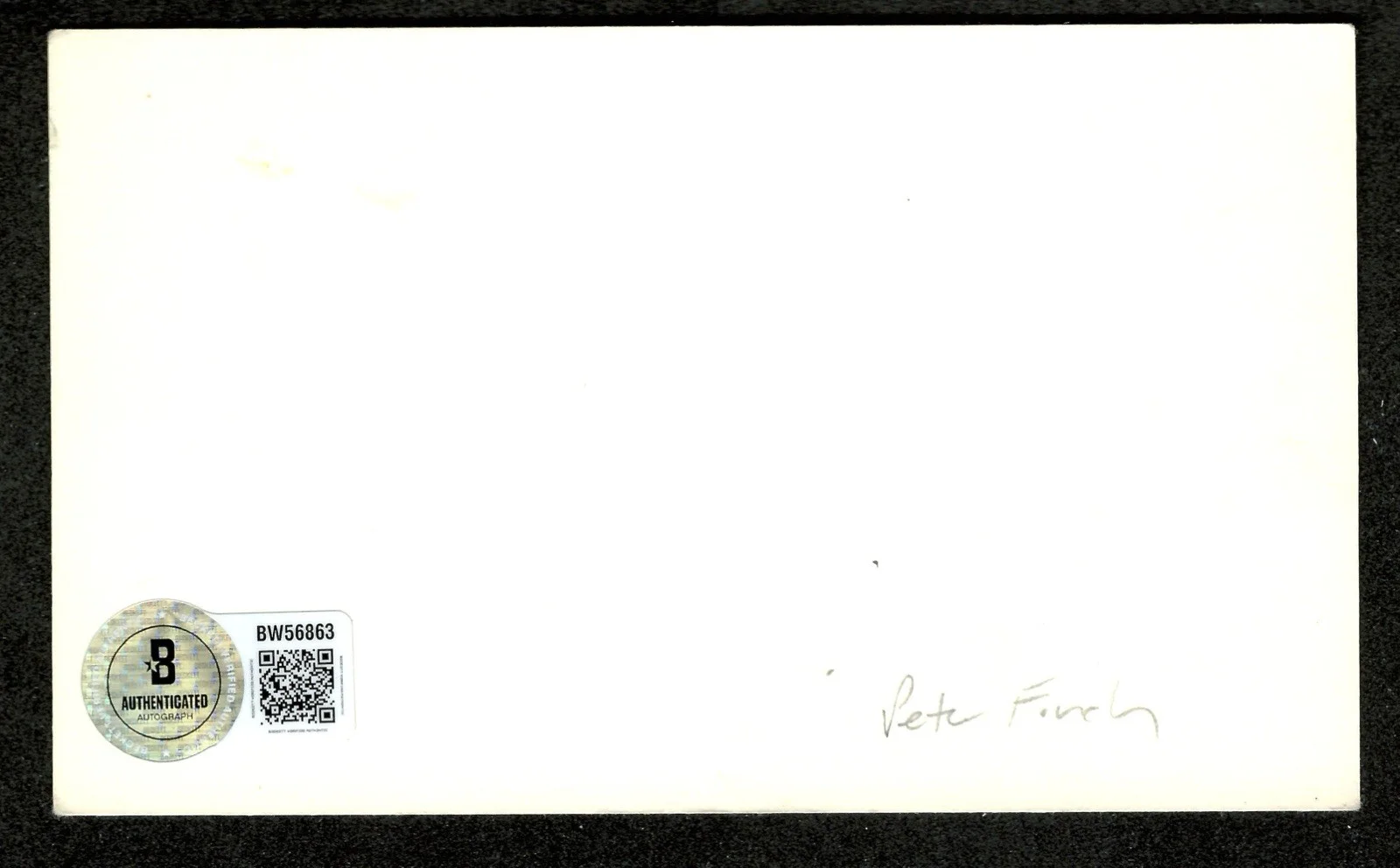 Peter Finch Signed Autographed 3x5 Card BAS Beckett Cert Network, image 2