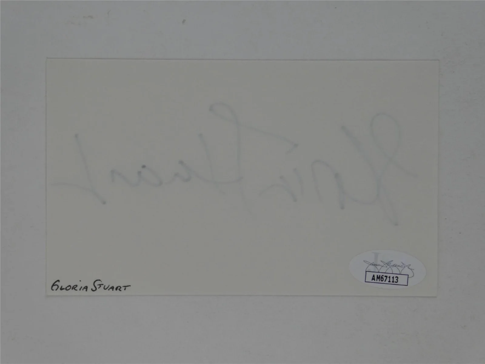 Gloria Stuart — Gloria Stuart Signed 3x5 Index Card Autographed Titanic JSA COA, image 3