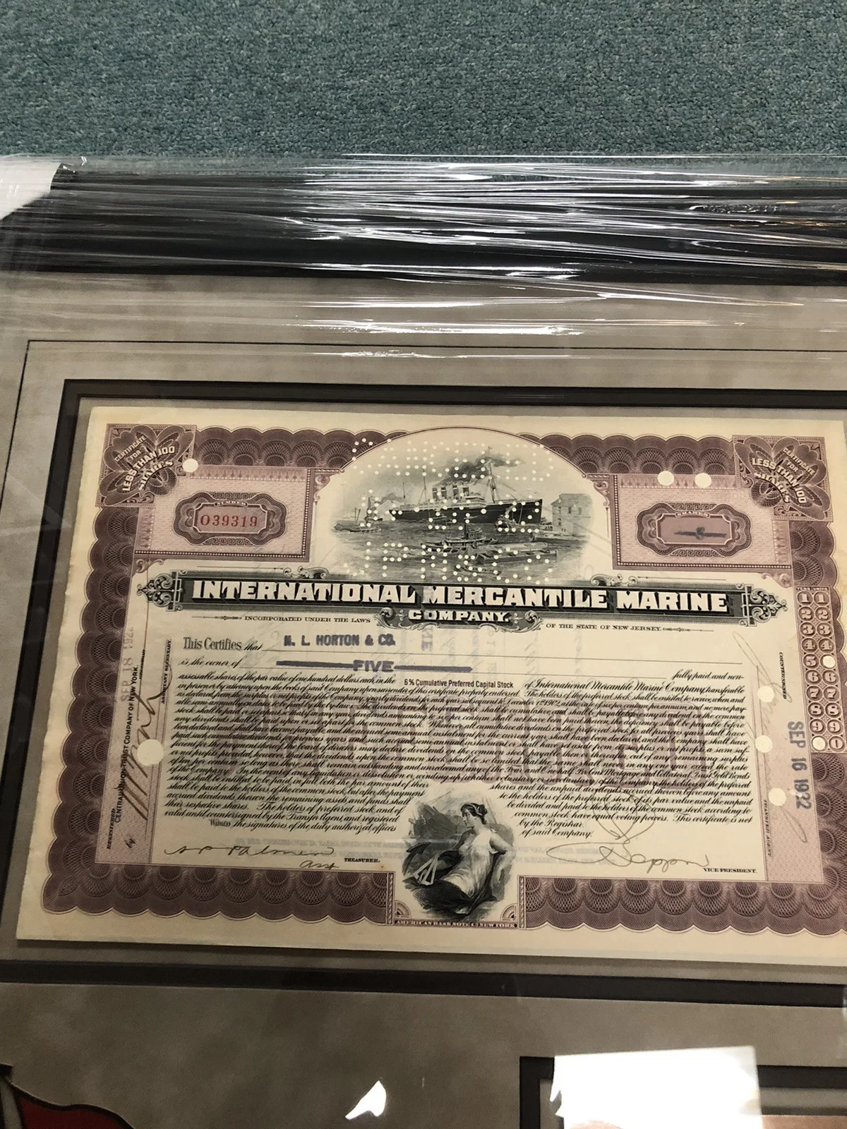 Millvina Dean Signed 22x34 Display With Original 1922 Stock Certificate(JSA), image 2