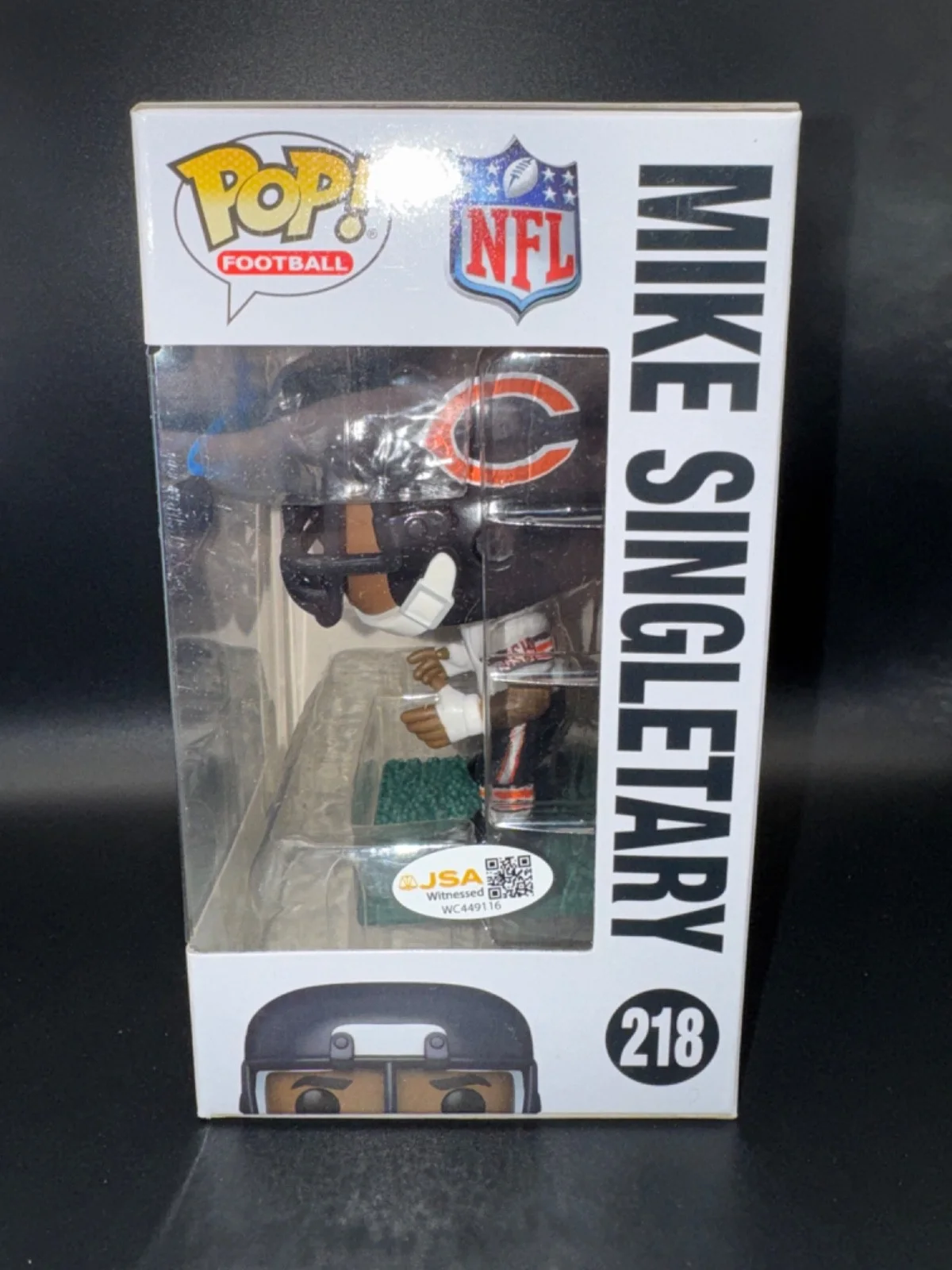 MIKE SINGLETARY — MIKE SINGLETARY signed auto CHICAGO BEAR FUNKO POP FIGURE #218 w/ COA JSA, image 3