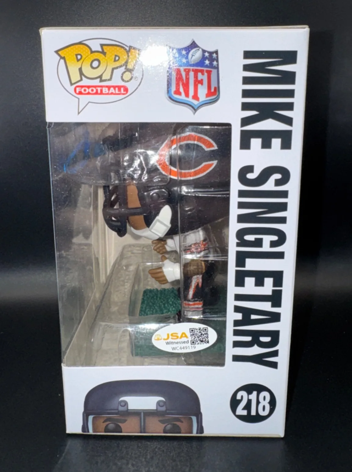 MIKE SINGLETARY — MIKE SINGLETARY signed auto CHICAGO BEAR FUNKO POP FIGURE #218 w/ COA JSA, image 3