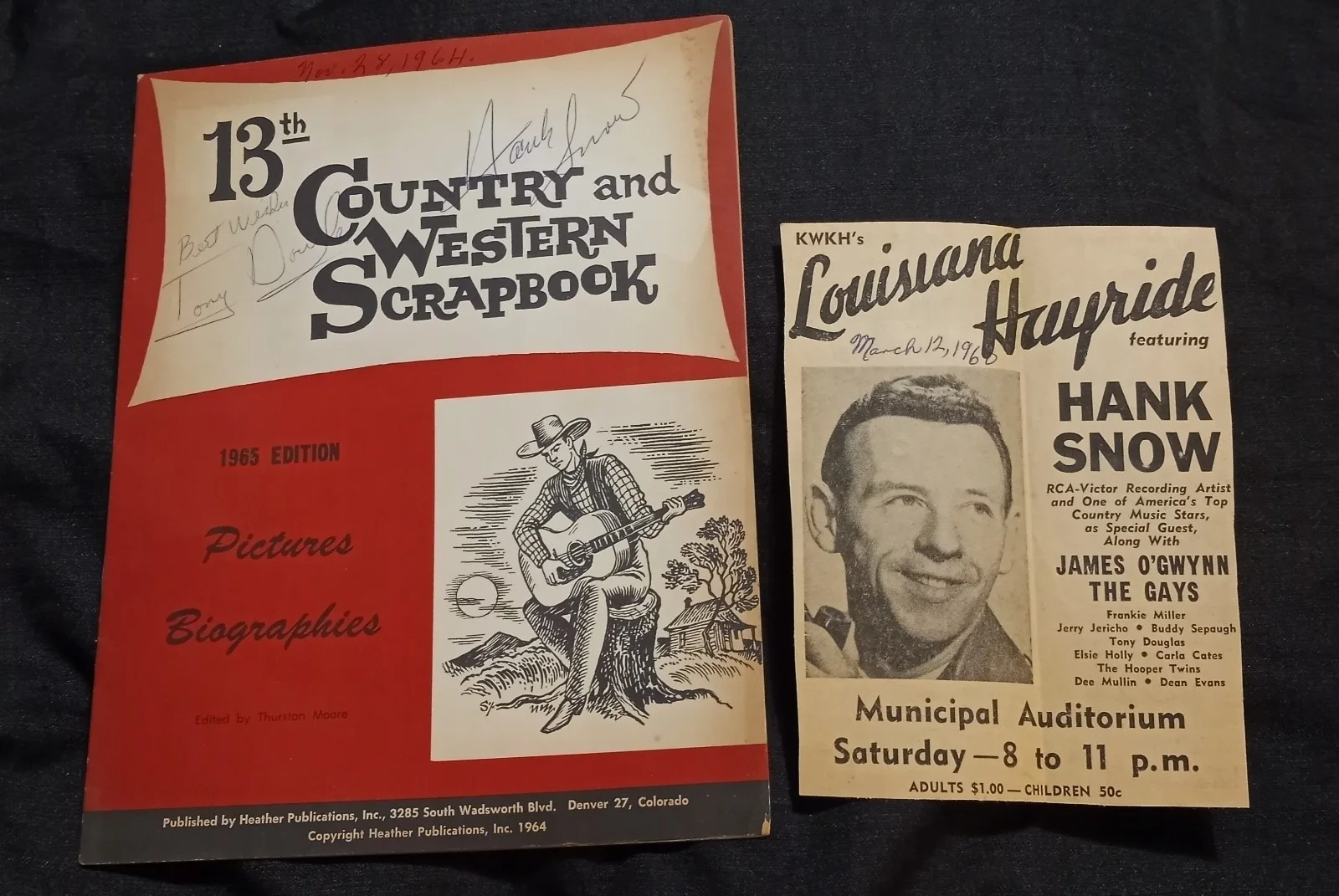 1964 Hank Snow Signed Country & Western Scrapbook Louisiana Hayride Newspaper Ad, изображение 2