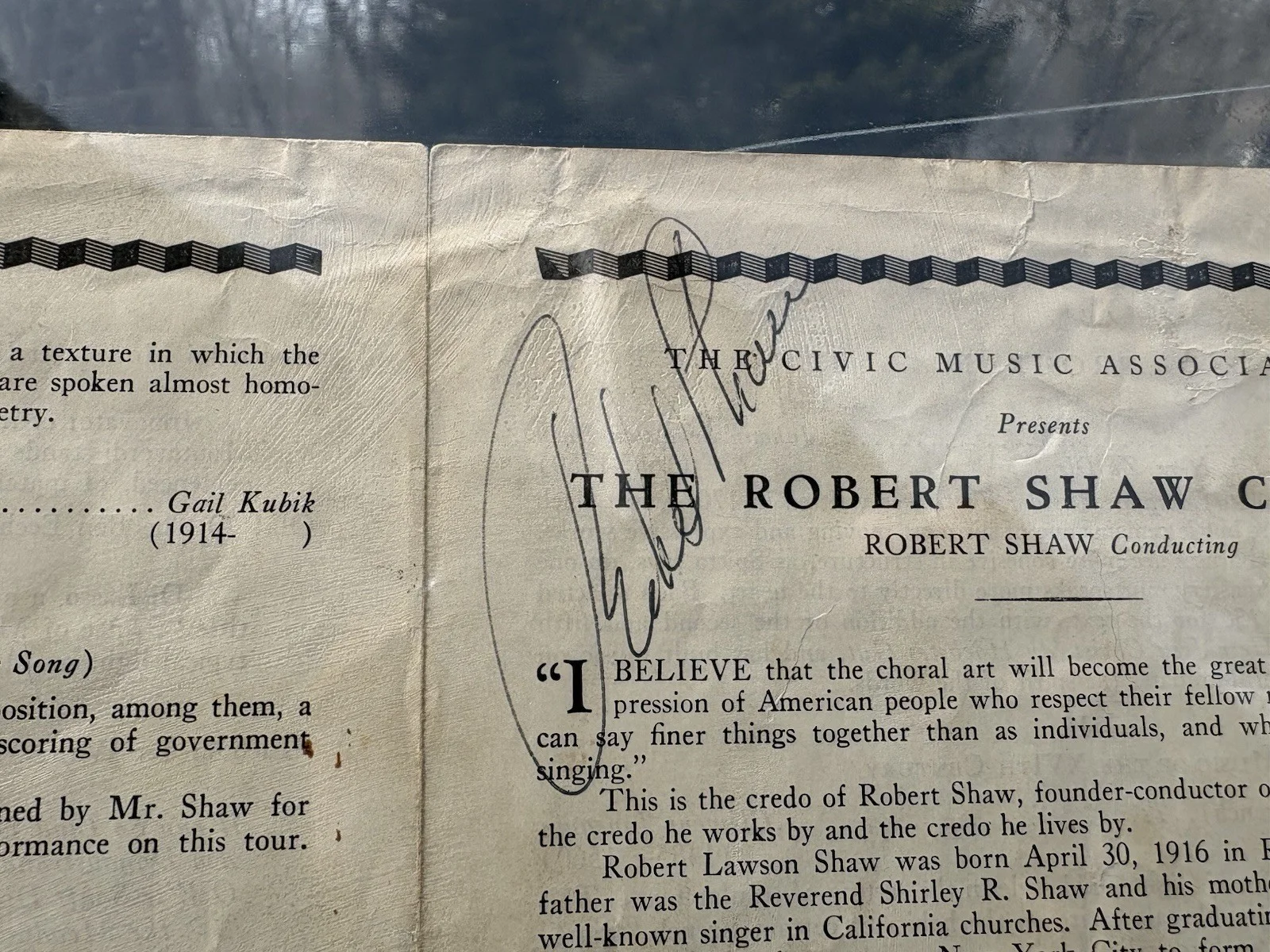 Vintage 1940's - 1950's Robert Shaw Conductor Signed Autograph Concert Program, image 3