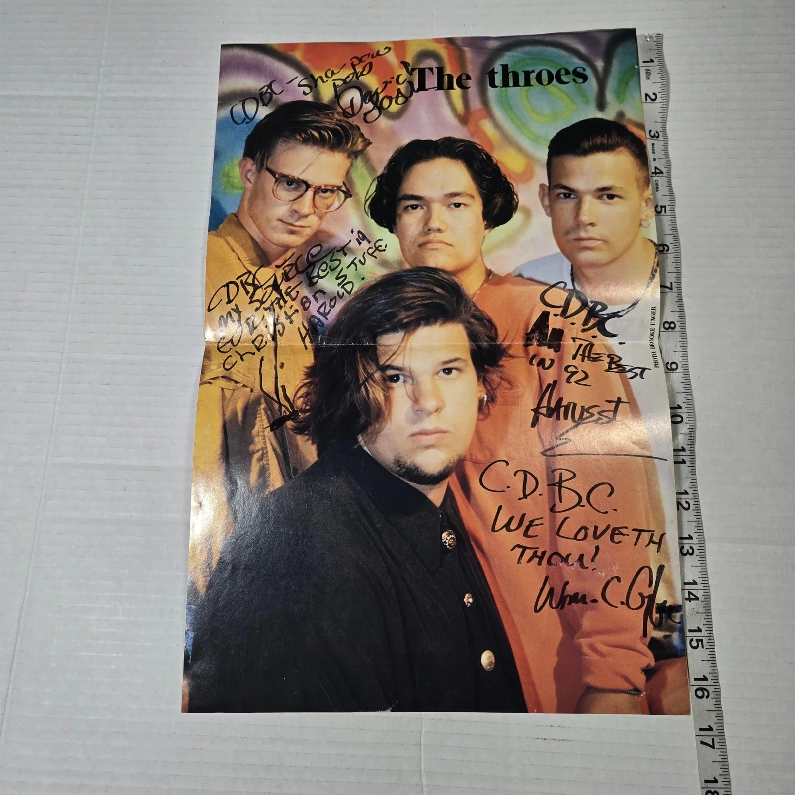 VG 990s The Throes Christian Alternative Rock Band Promo Poster Signed AS IS, изображение 3