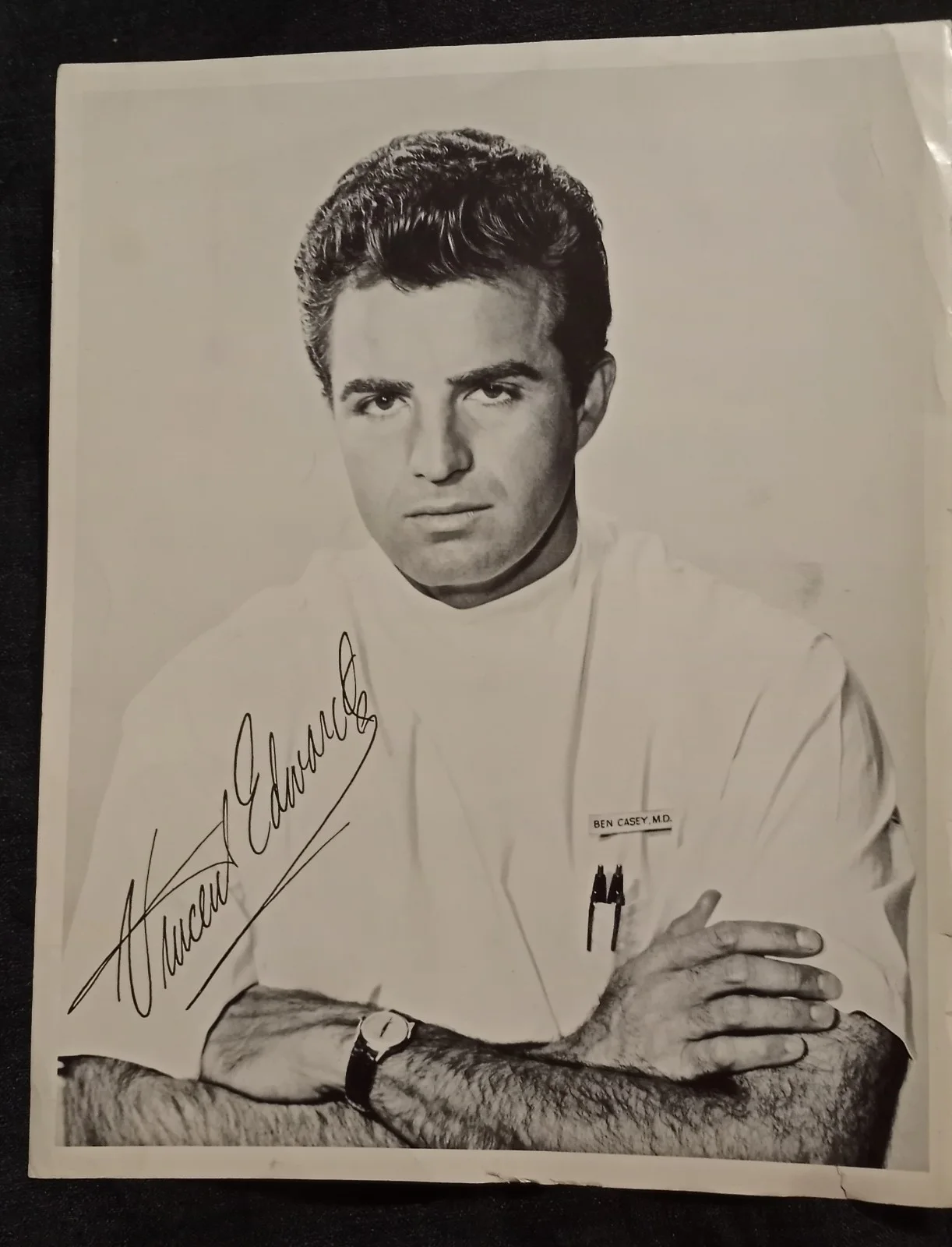 Vincent Edwards — Vintage 1960s Vincent Edwards "Ben Casey MD" 8x10 Photo & Dell Comic #1 TV, изображение 3